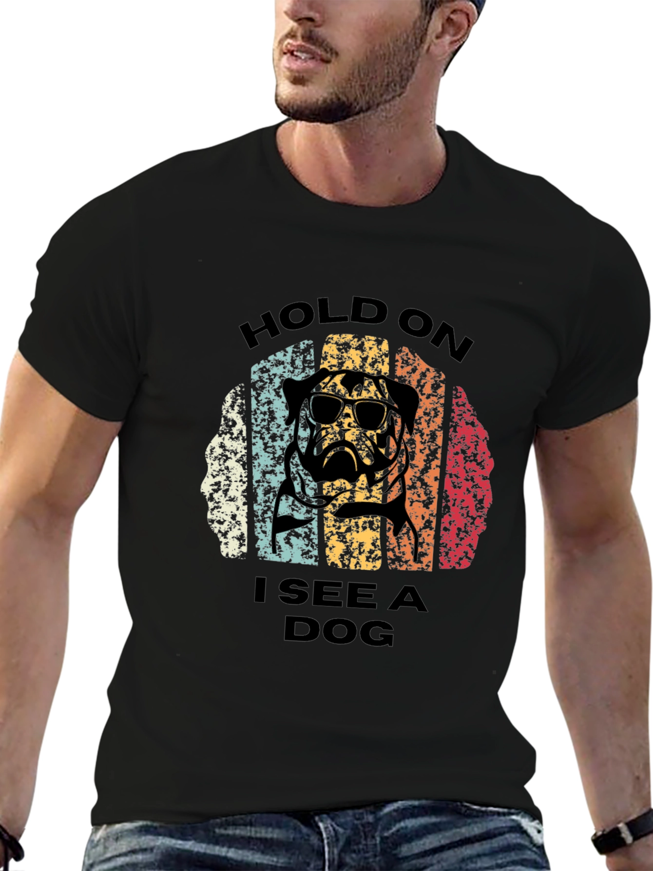 Black Retro Dog Graphic T-Shirt view 6
