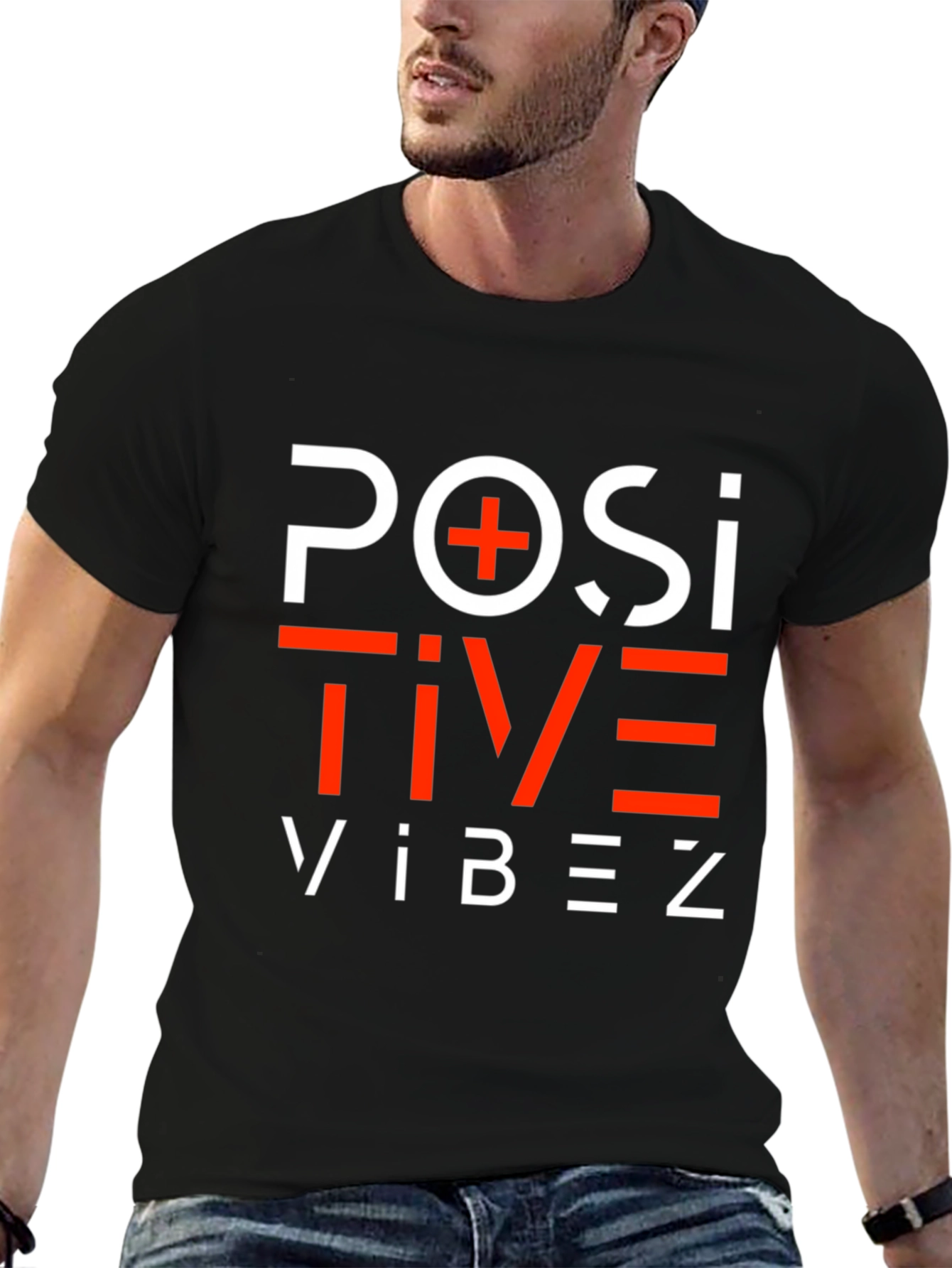 Black Positive Vibez Graphic Tee - Black view 6