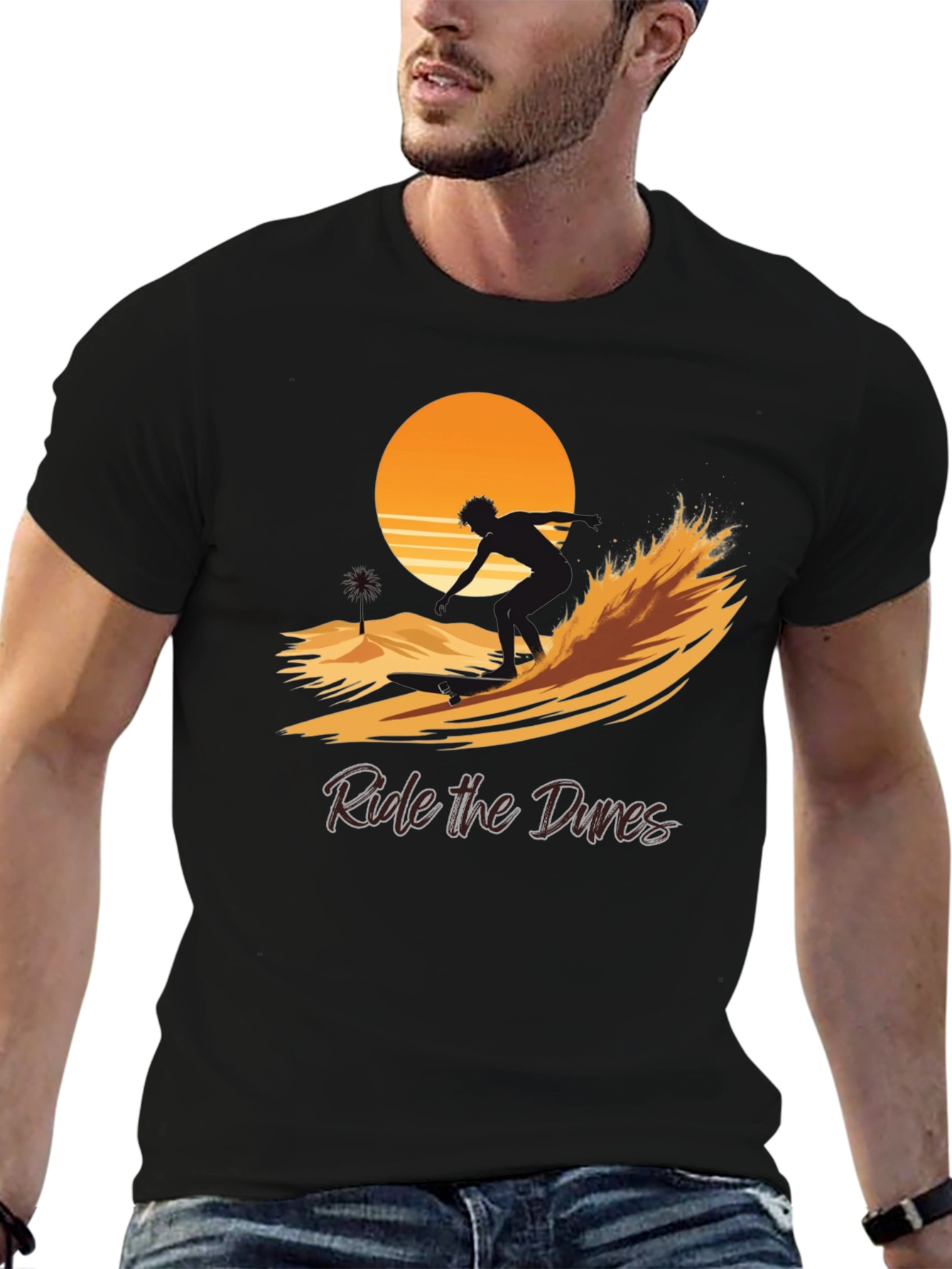 Black Ride the Dunes Graphic Tee - Black Cotton Shirt view 6