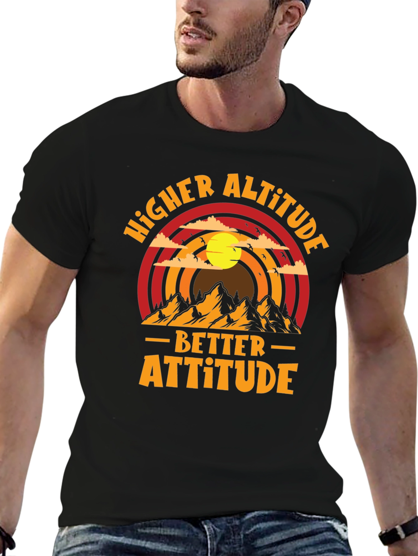 Black Higher Altitude Better Attitude Graphic Tee view 6