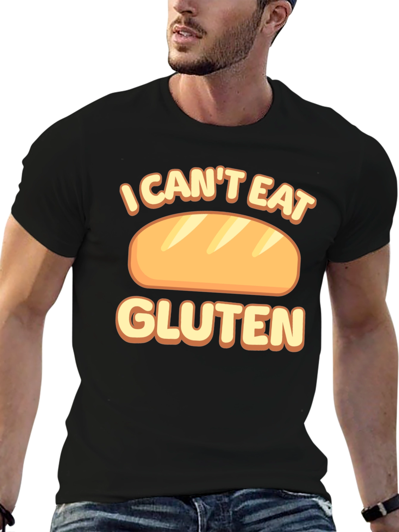 Black I Can't Eat Gluten T-Shirt Funny Food Allergy Tee view 6