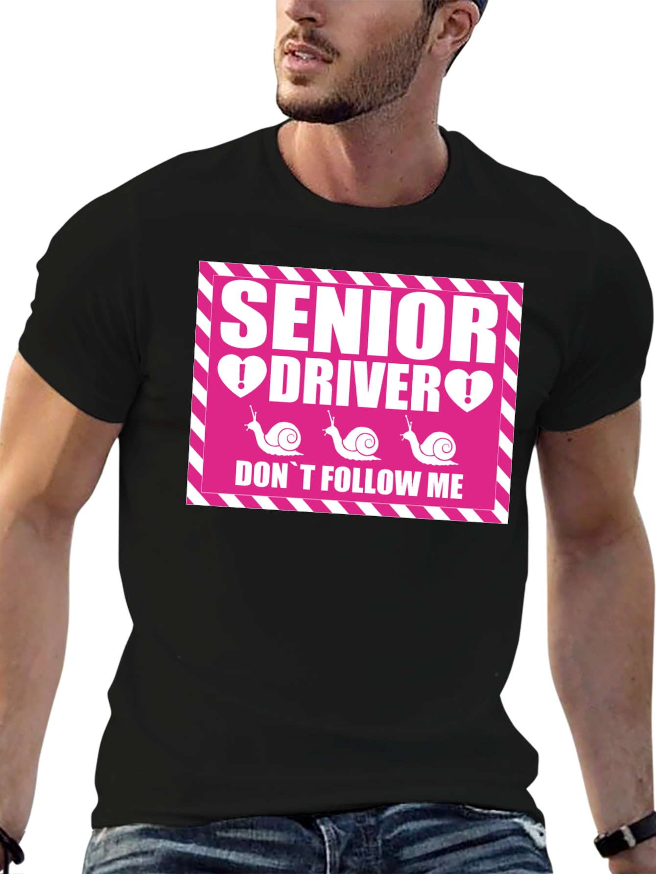 Black Senior Driver Don't Follow Me T-Shirt view 6