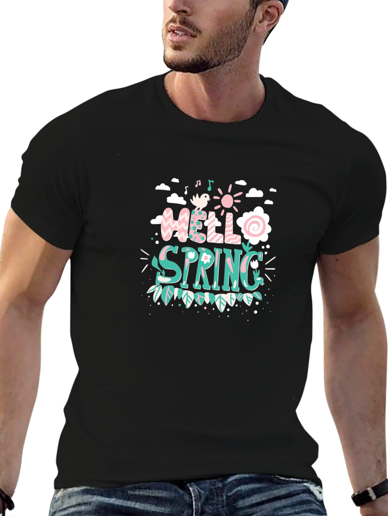Black Hello Spring Graphic Tee view 6