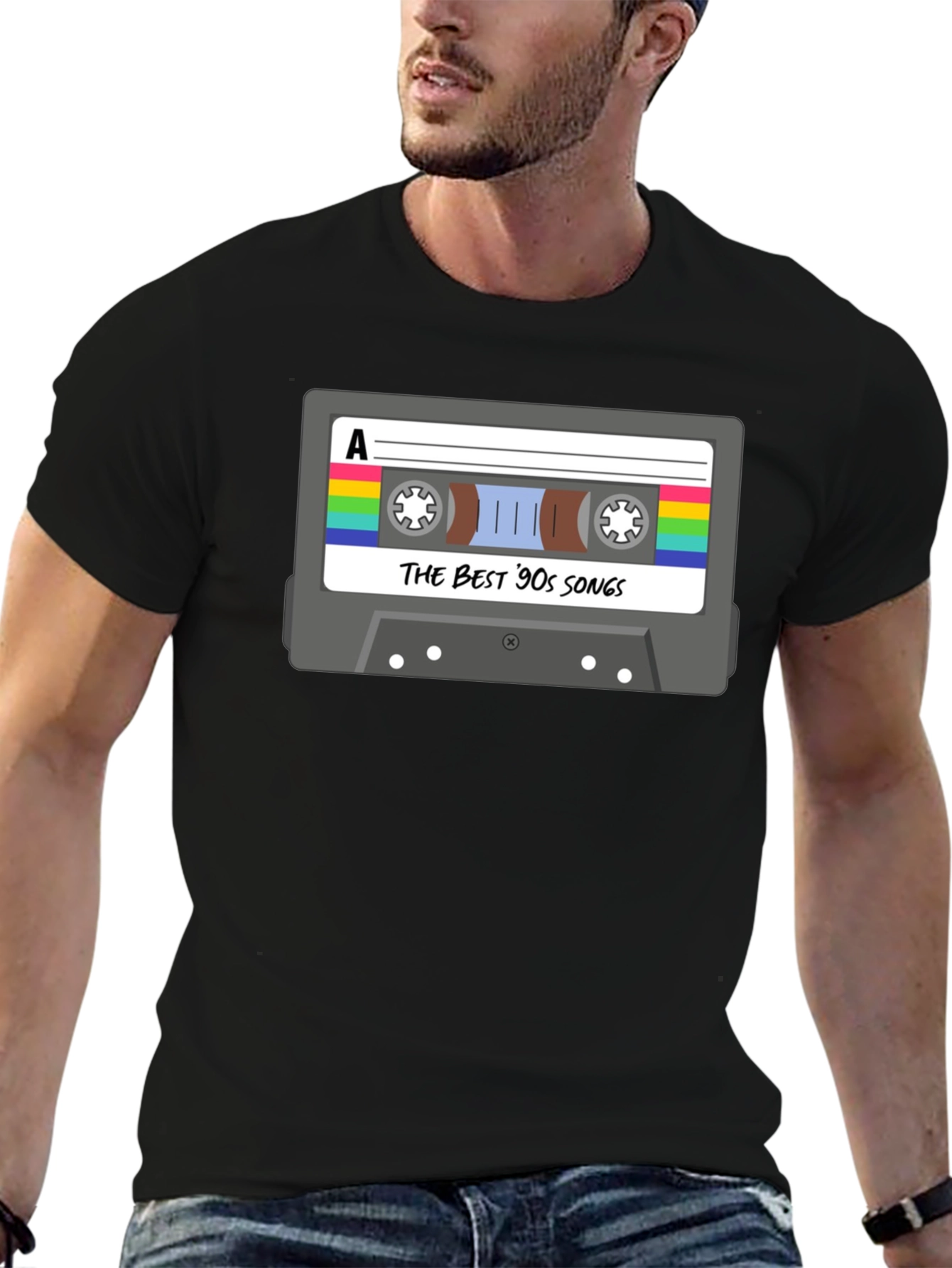 Black Retro 90s Music Cassette T-Shirt view 6