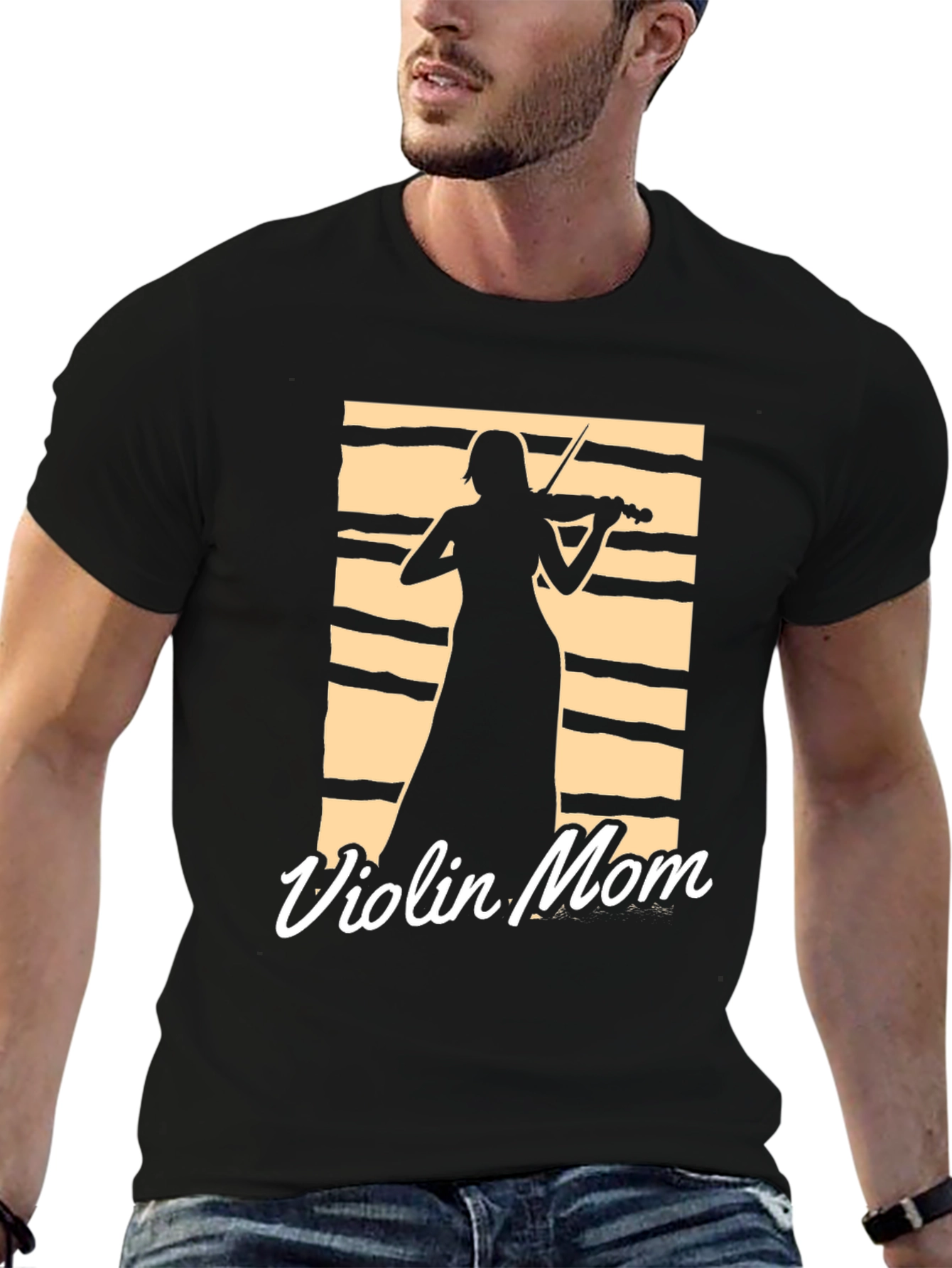 Black Violin Mom T-Shirt - Musician Silhouette Tee view 6