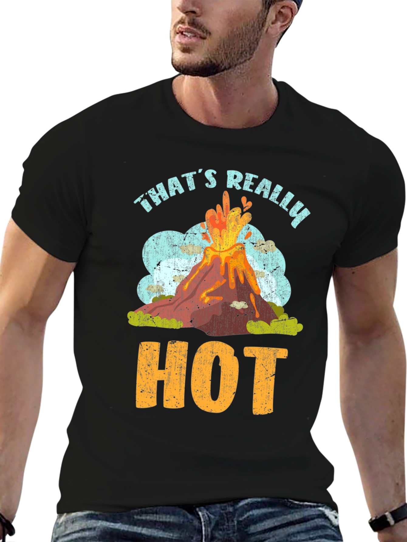 Black That's Really Hot Volcano T-Shirt view 6