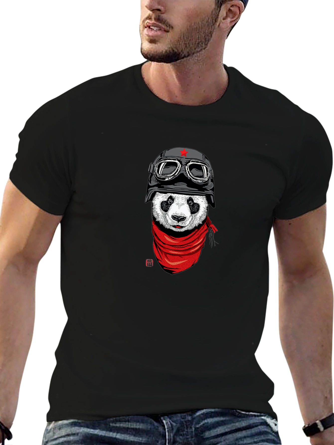Black Panda Biker Graphic T-Shirt - Cool & Unique Design view 6