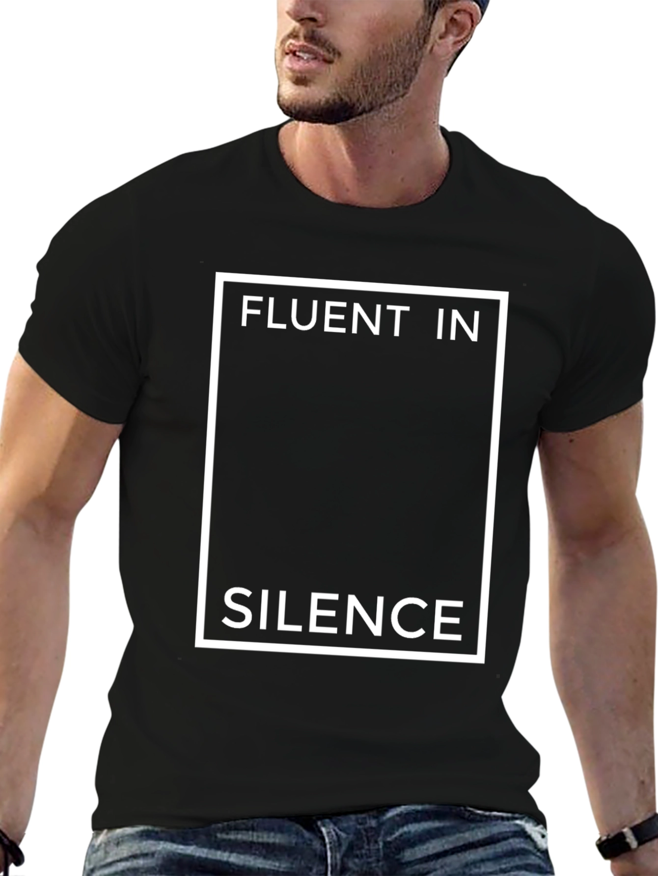 Black Fluent in Silence Graphic T-Shirt - Black view 6
