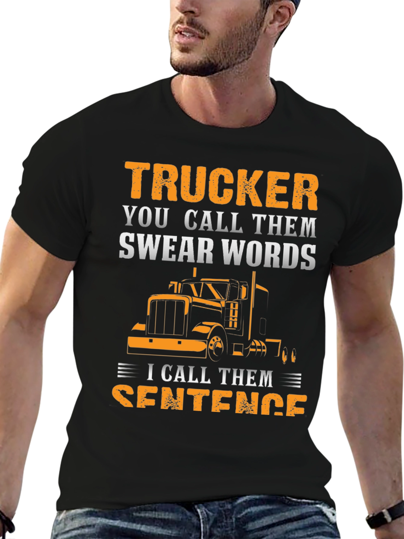 Black Trucker Swear Words T-Shirt view 6