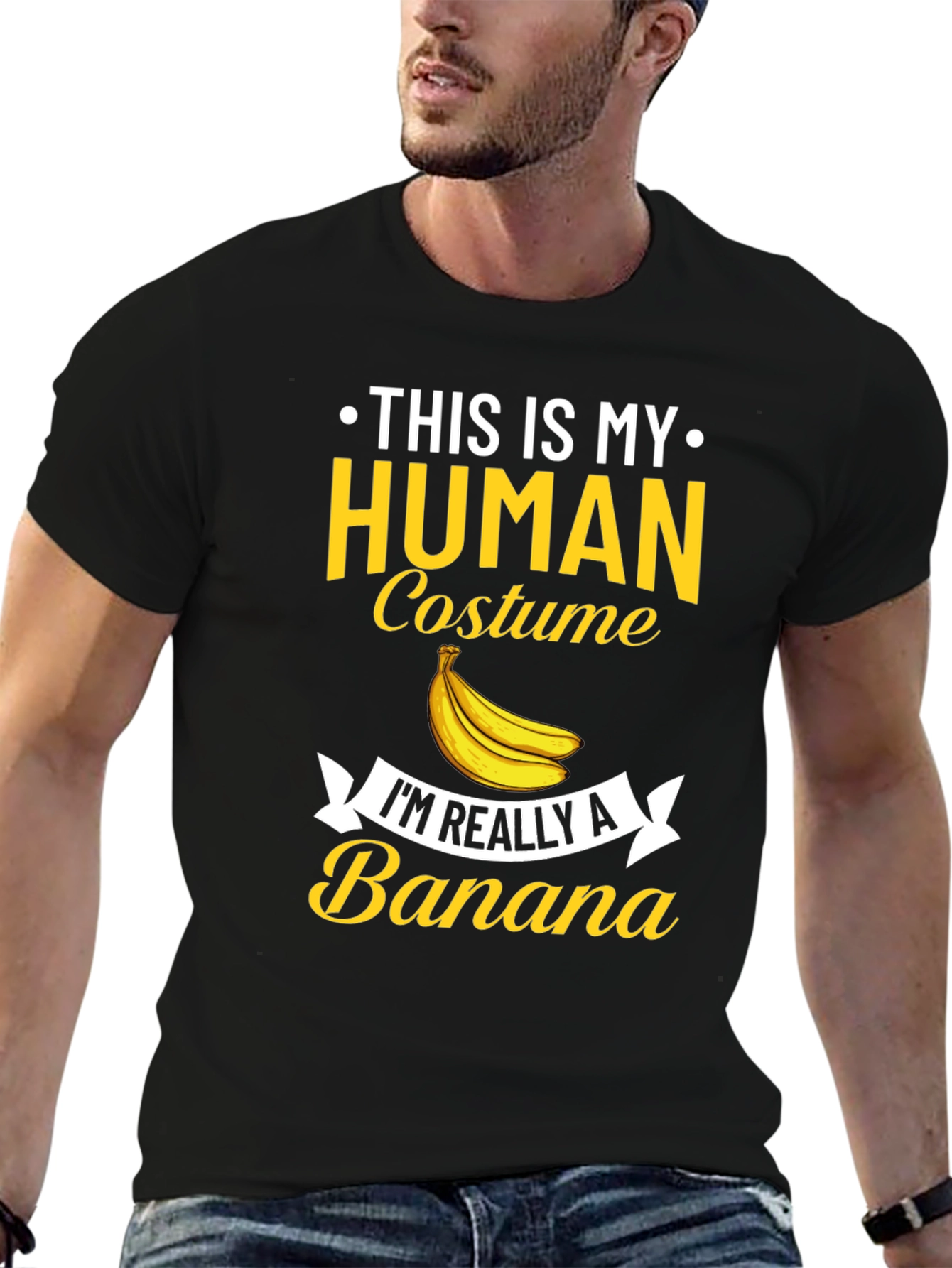 Black Human Costume Banana T-Shirt - Funny Novelty Tee view 6