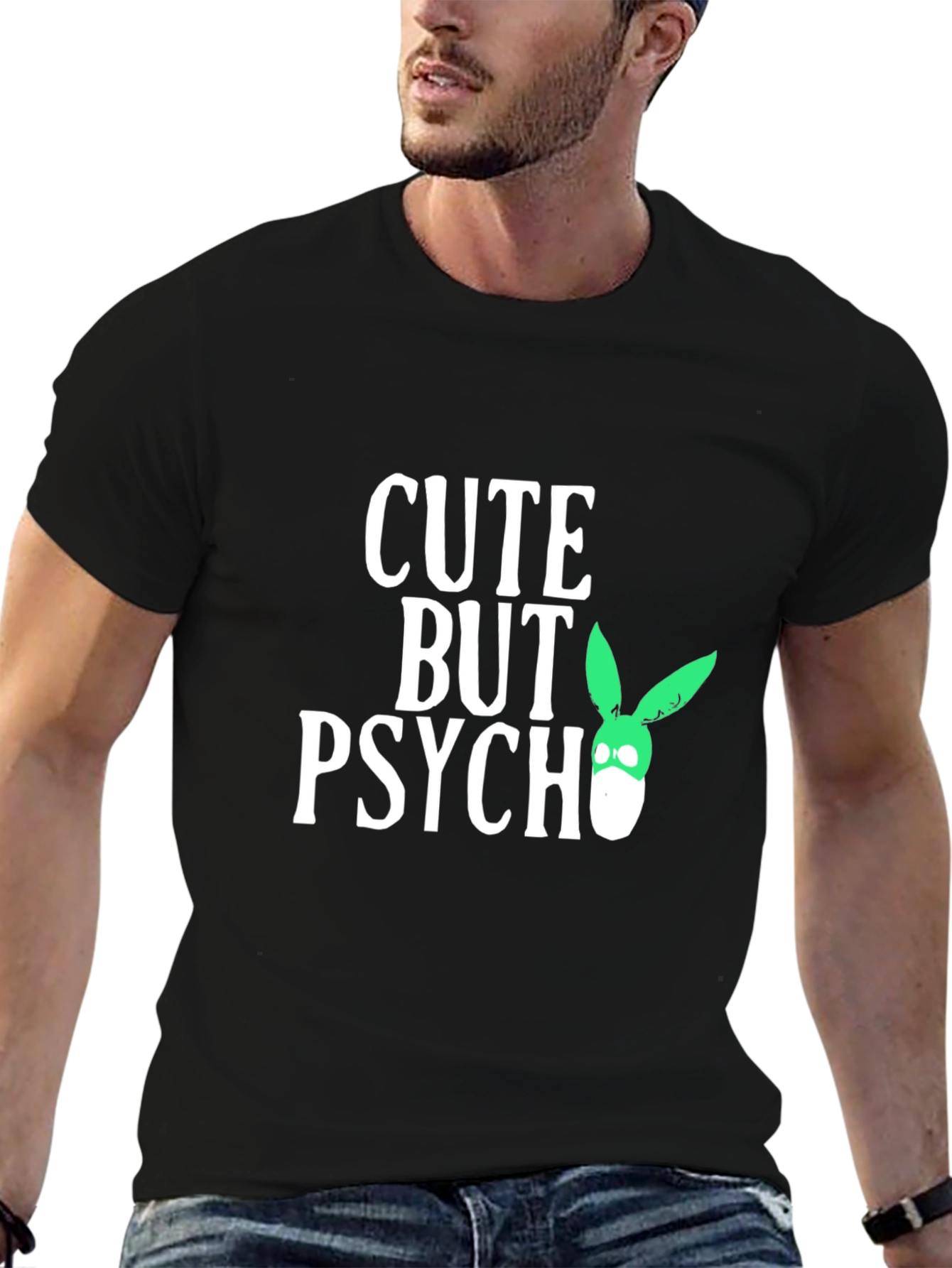 Black Cute But Psycho Bunny Graphic Tee - Black view 6