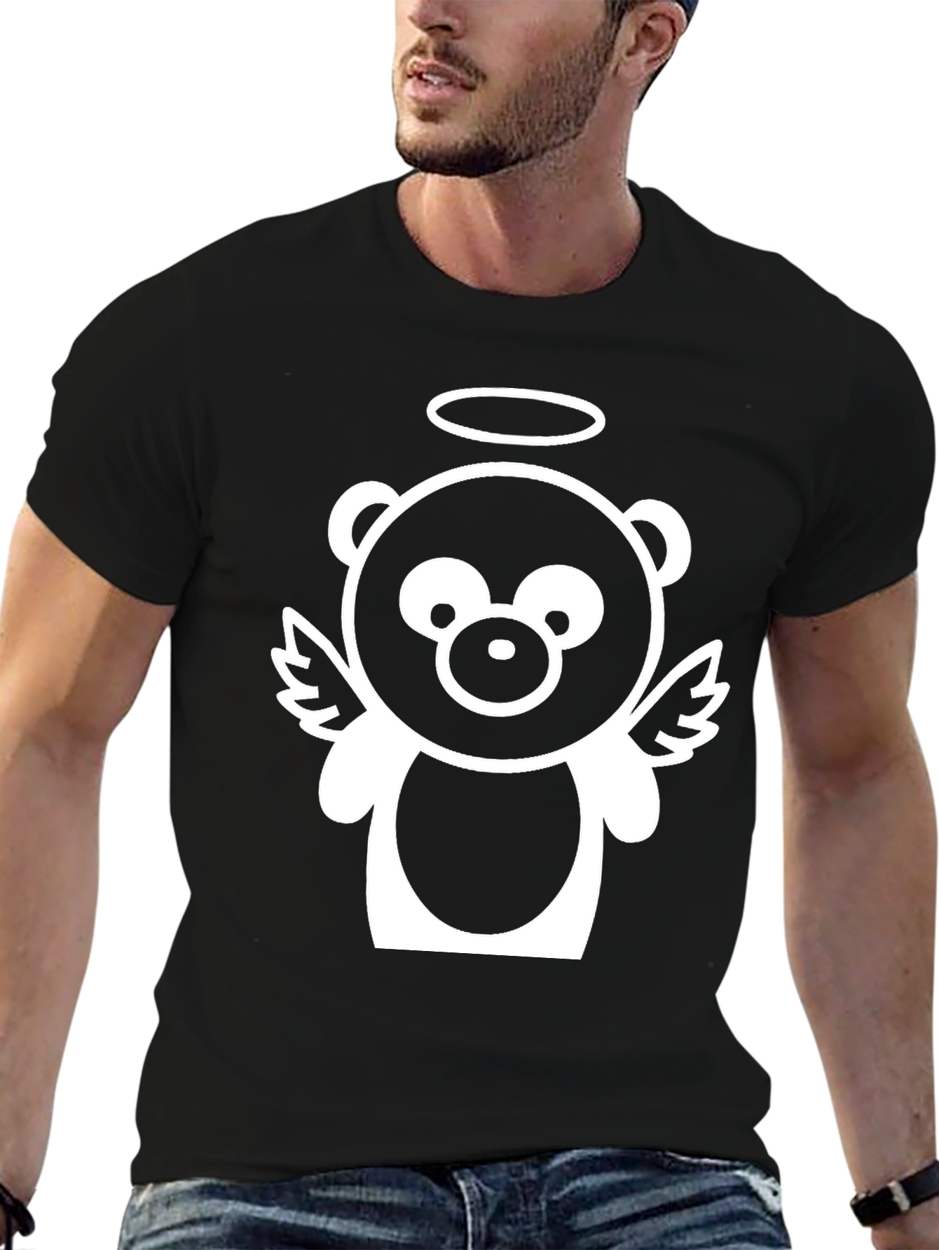 Black Angel Bear Graphic T-Shirt view 6