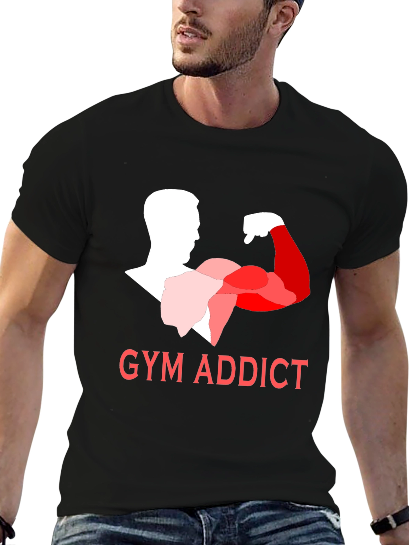 Black Gym Addict Black T-Shirt view 6