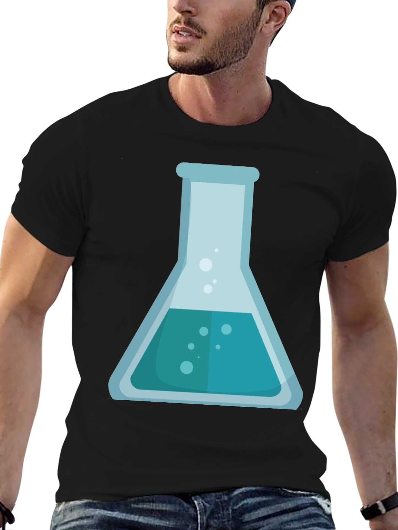Black Science Beaker Graphic T-Shirt - Chemistry Lab Style Tee view 6