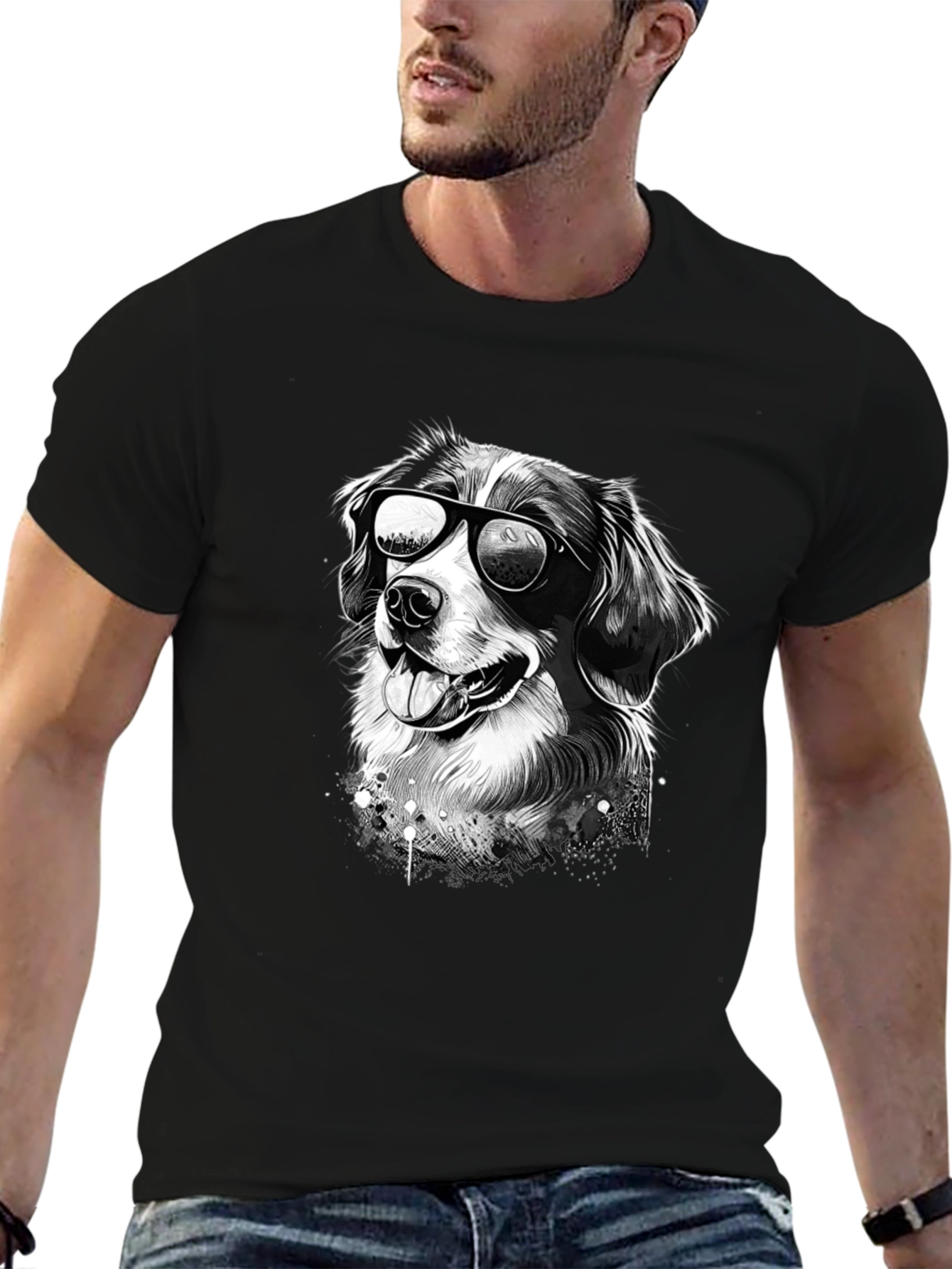 Cool Dog Graphic Tee - Black Cotton T-Shirt - 6