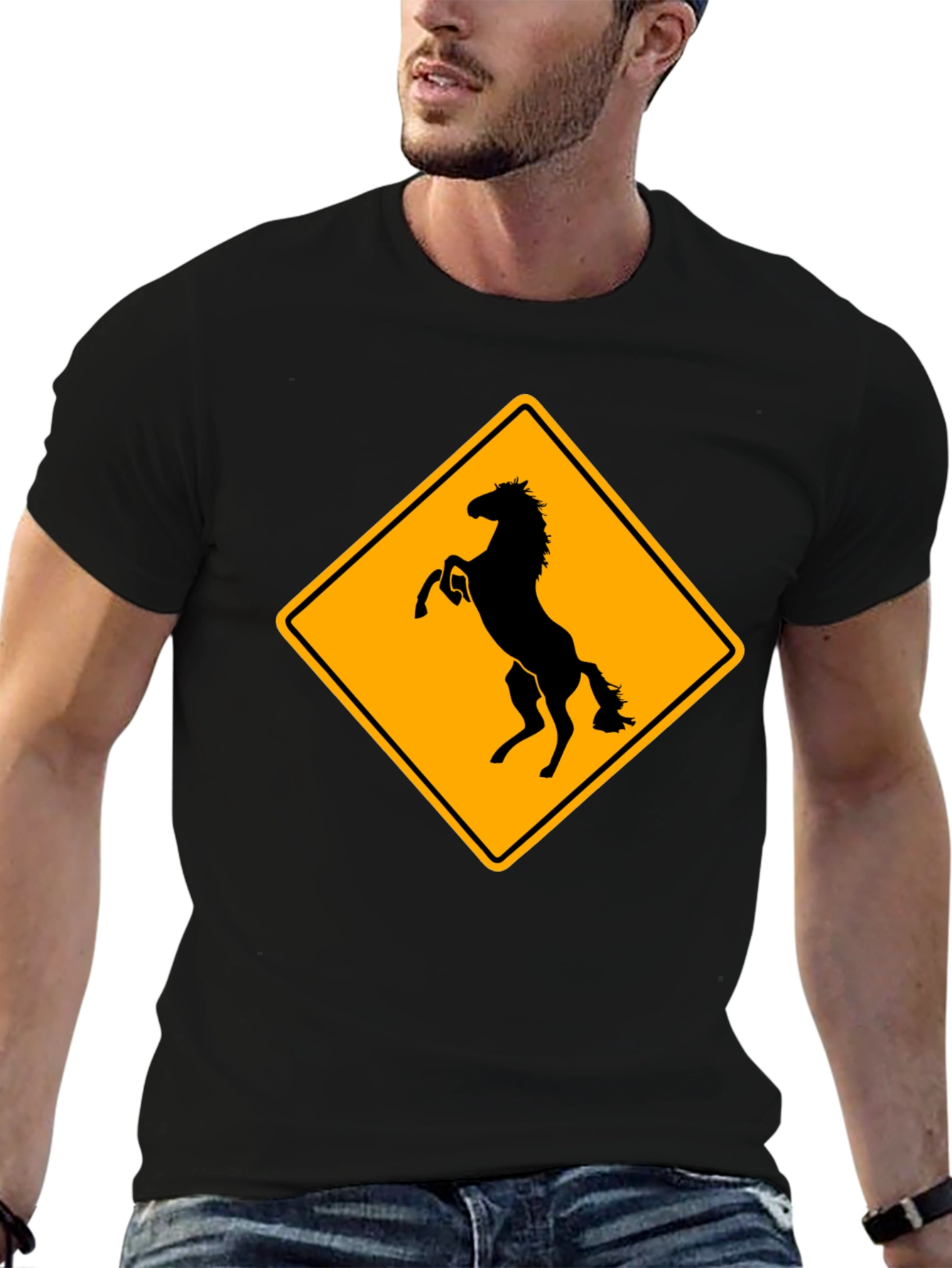 Black Horse Crossing T-Shirt - Black view 6