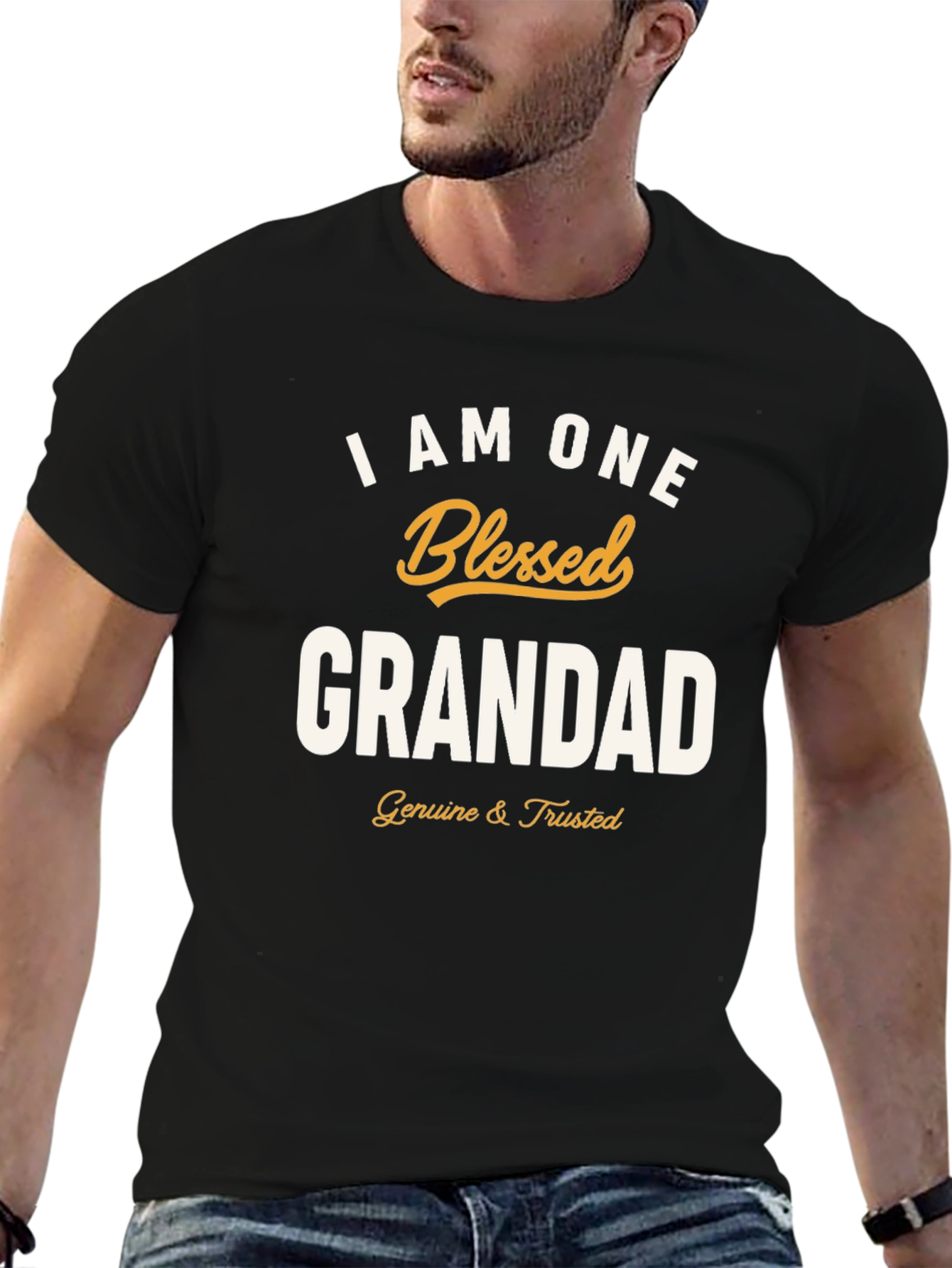 Black Blessed Grandad T-Shirt - Black Graphic Tee view 6