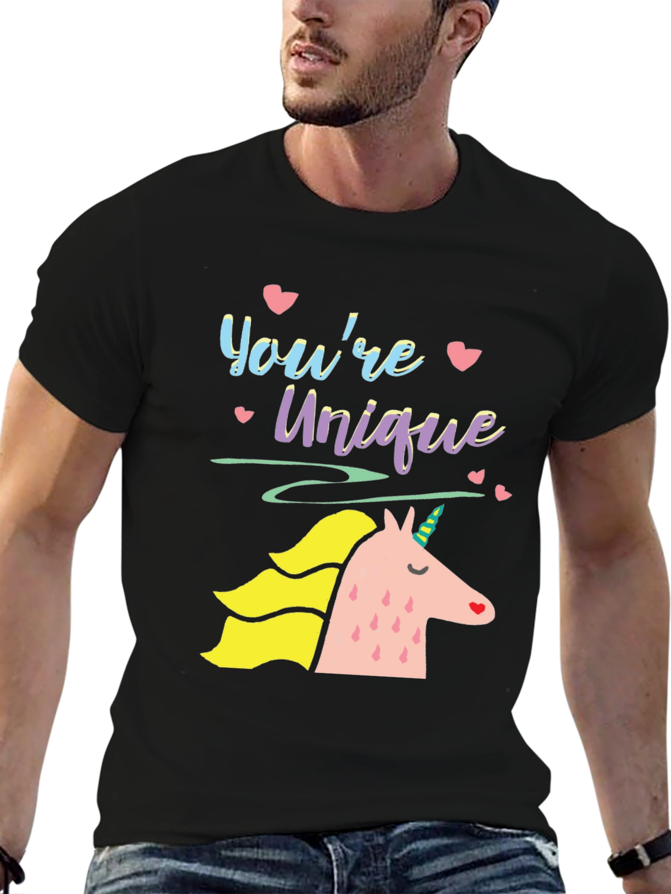 Black Unique Unicorn Graphic Tee - Black Unisex T-Shirt view 6