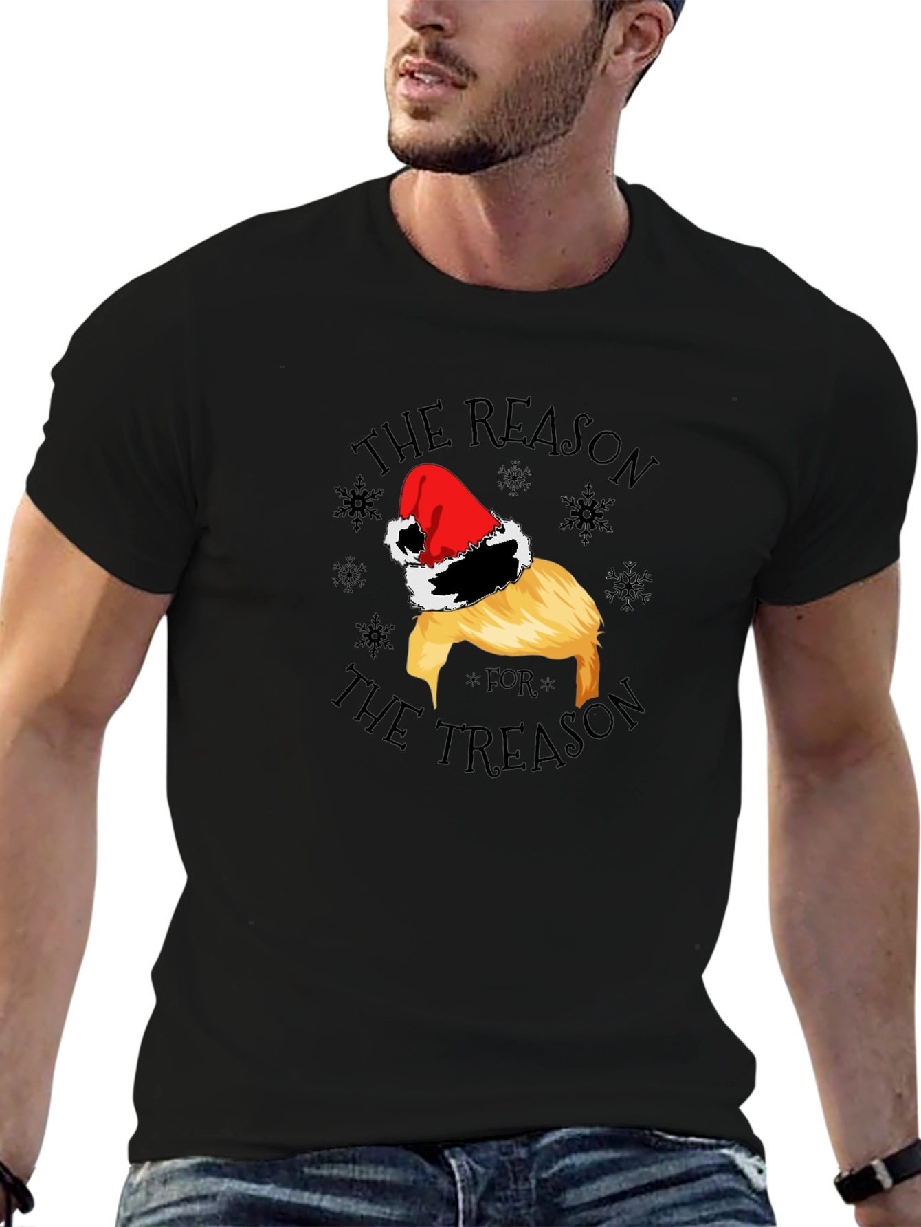 Black Reason for Treason Trump Santa Hat Tee view 6