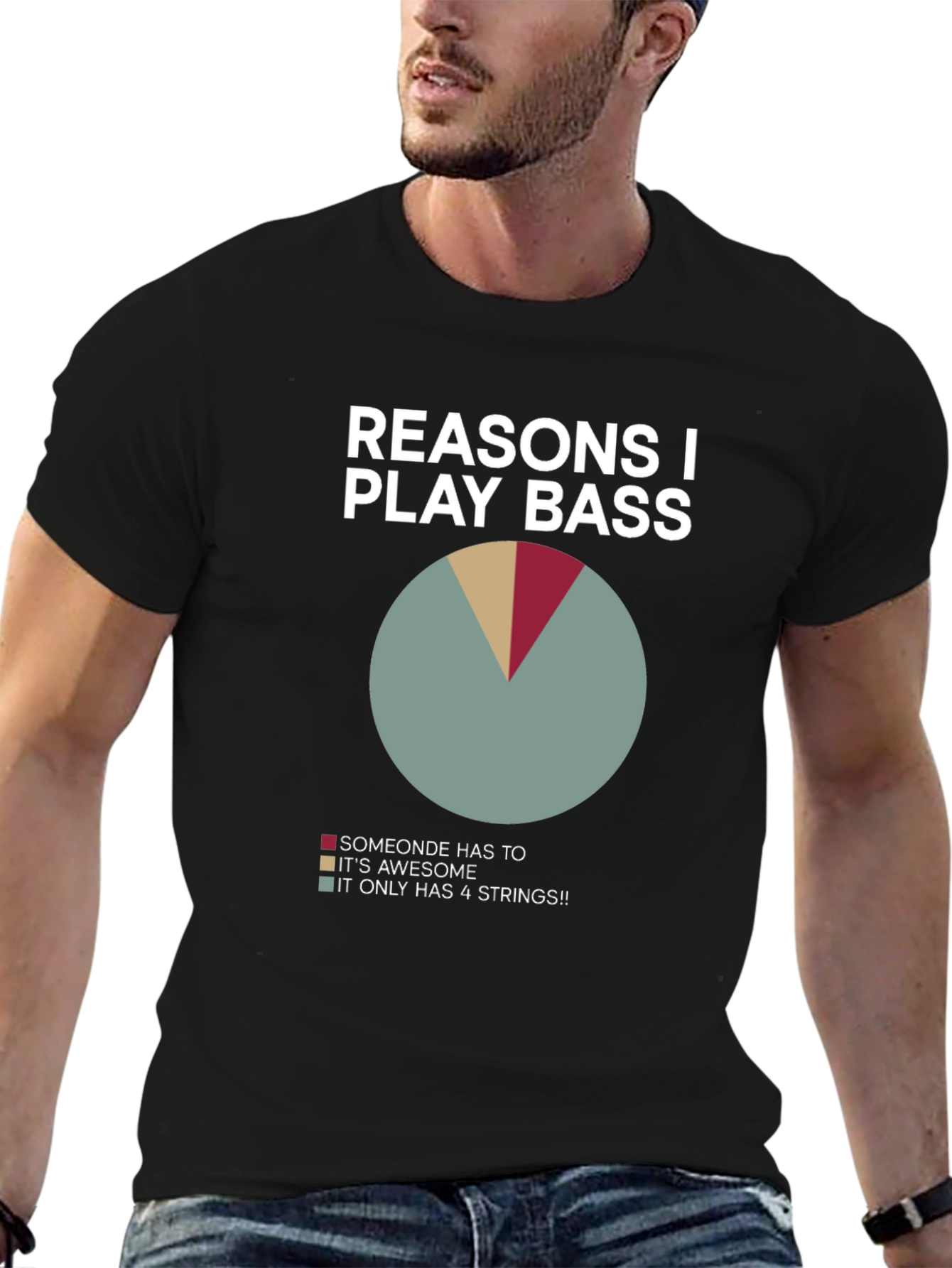 Black Reasons I Play Bass T-Shirt view 6