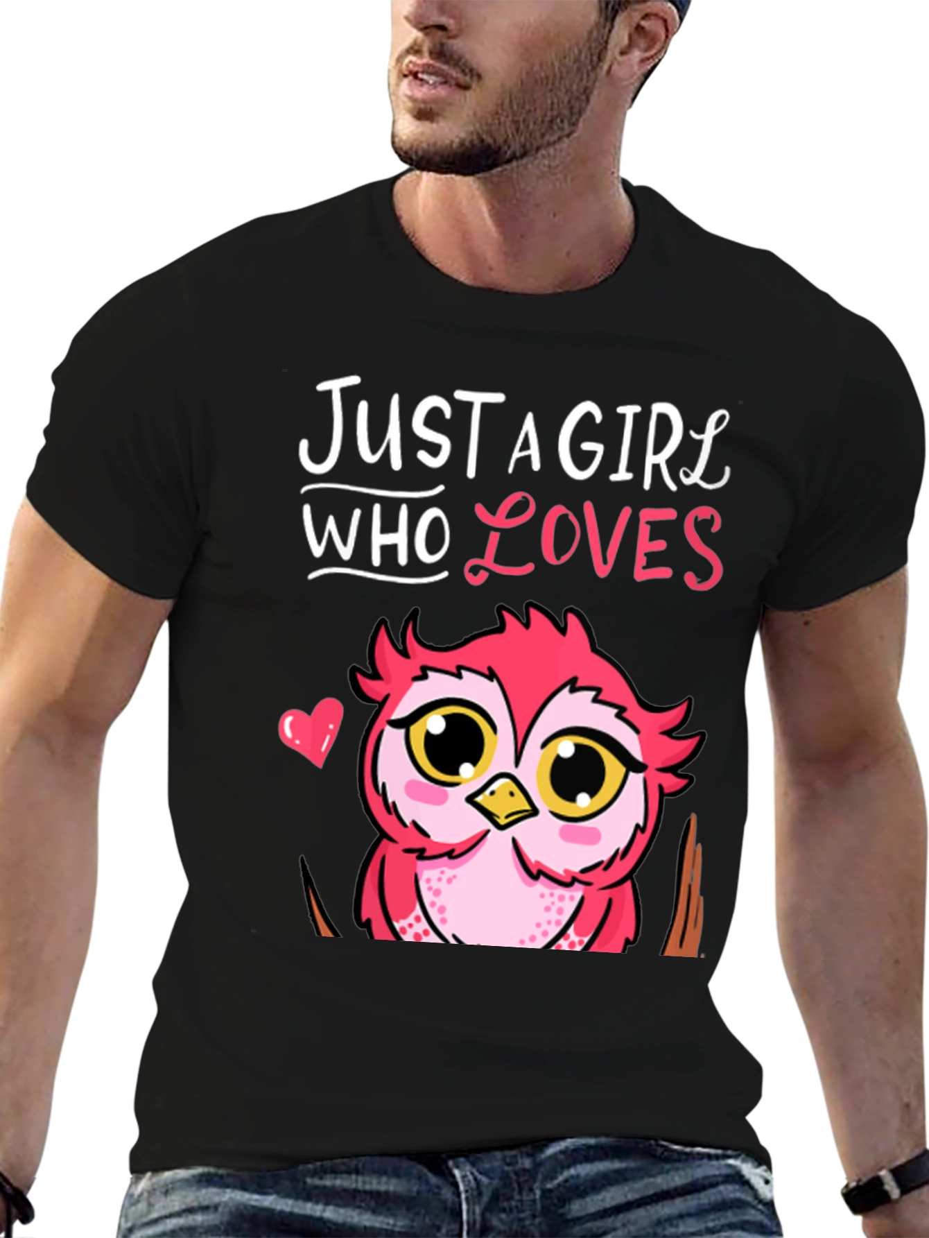 Black Just A Girl Who Loves Owls T-Shirt view 6