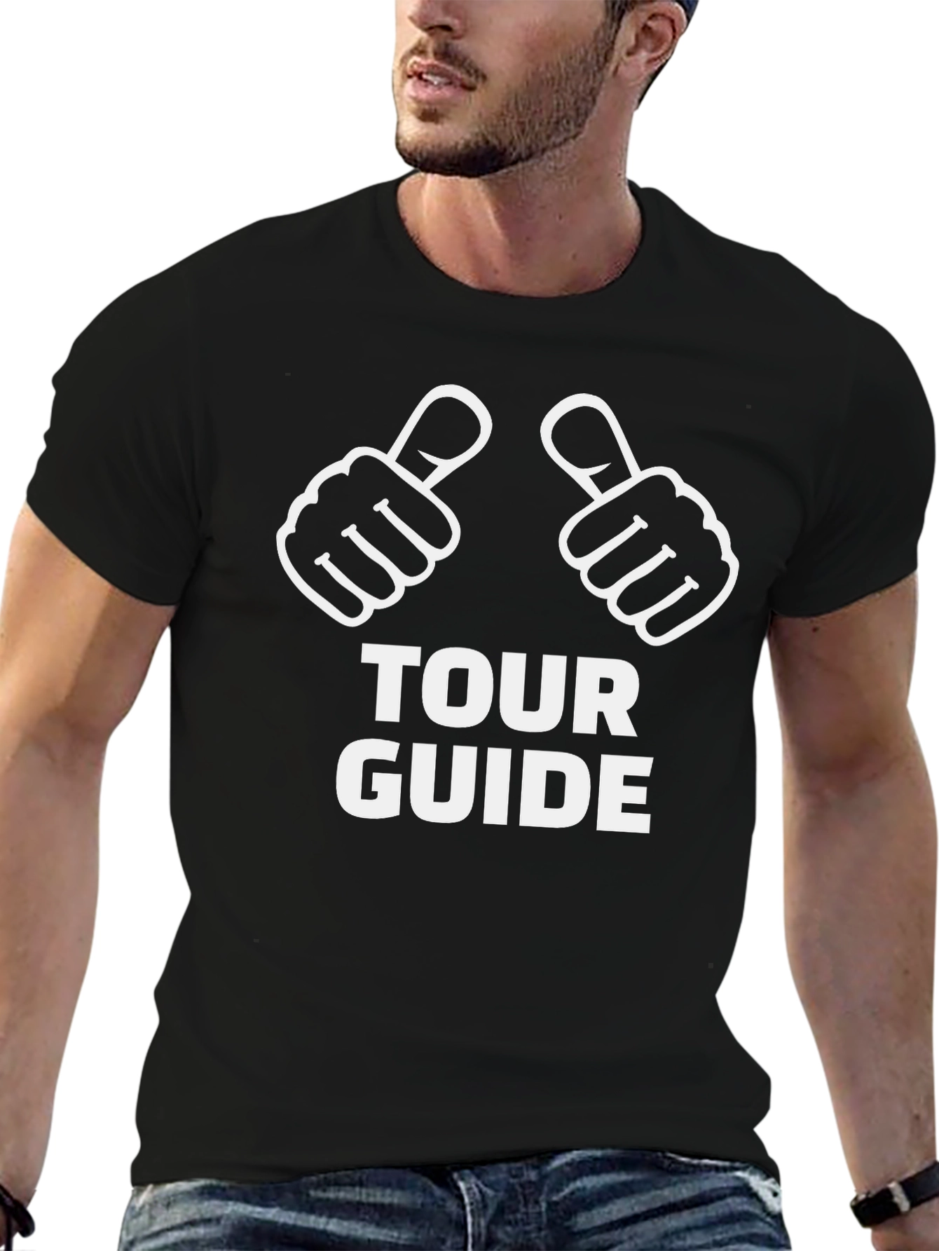 Black Tour Guide Graphic T-Shirt - Novelty Humor Design view 6