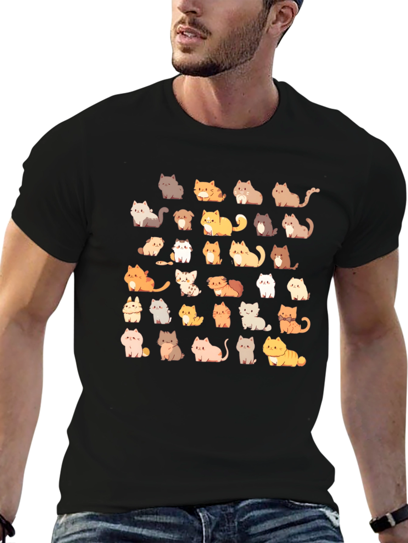 Black Cat Lover T-Shirt - Cute Cartoon Cats view 6
