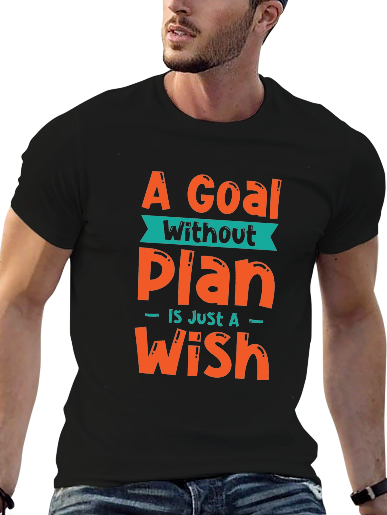 Black Goal Without a Plan Graphic Tee - Motivational T-Shirt view 6