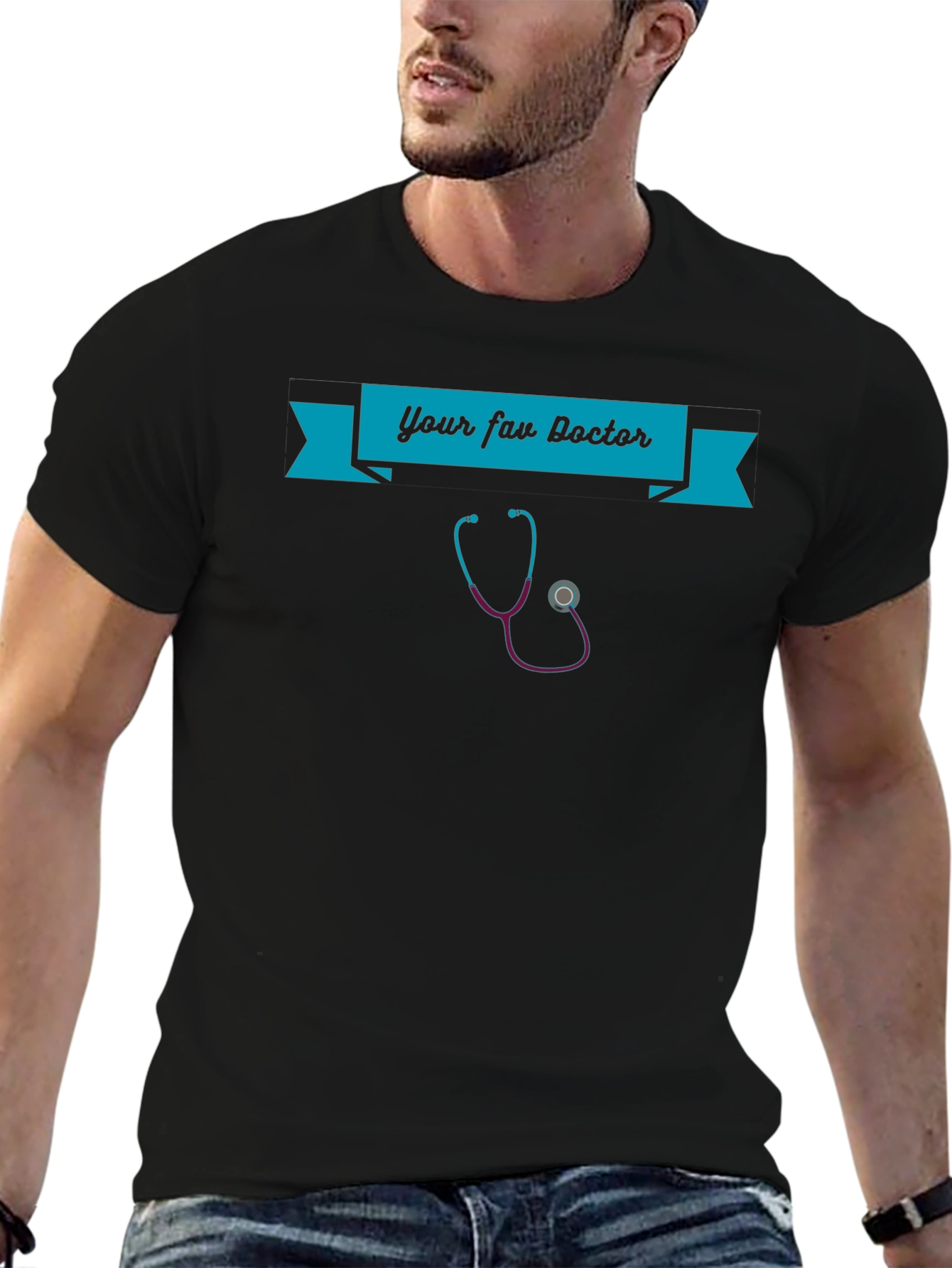 Black Your Fav Doctor Black T-Shirt view 6