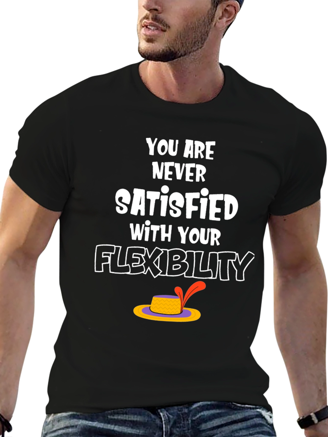Black Funny Flexibility T-Shirt view 6