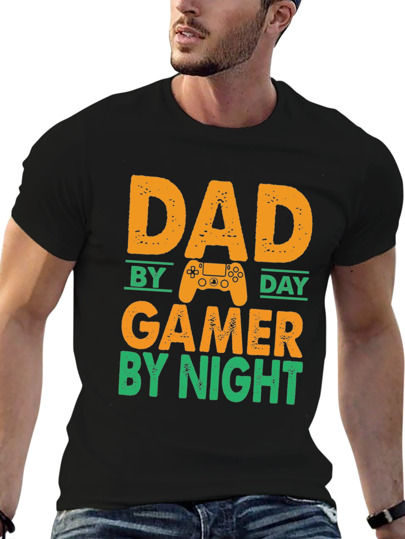 Black Dad By Day Gamer By Night T-Shirt view 6