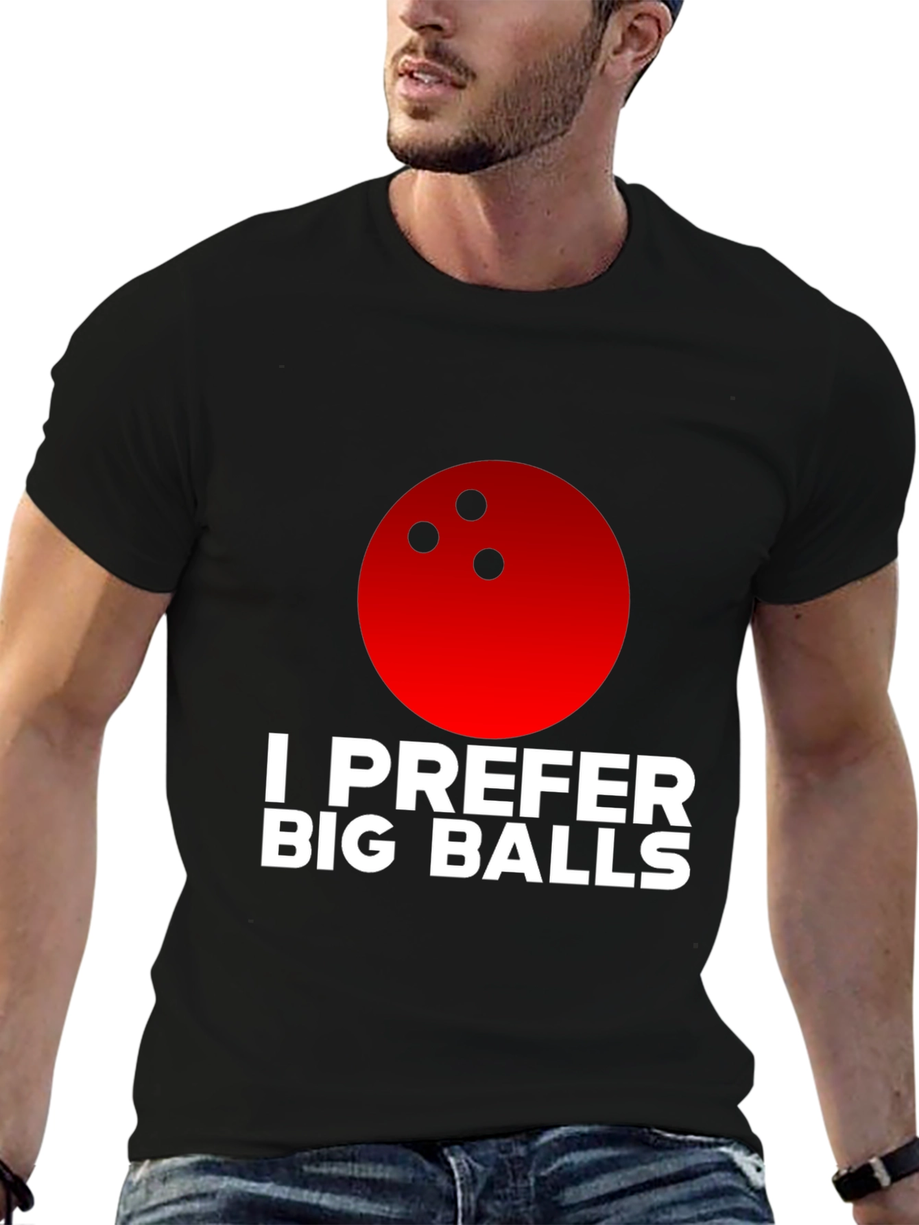 Black I Prefer Big Balls Bowling T-Shirt view 6