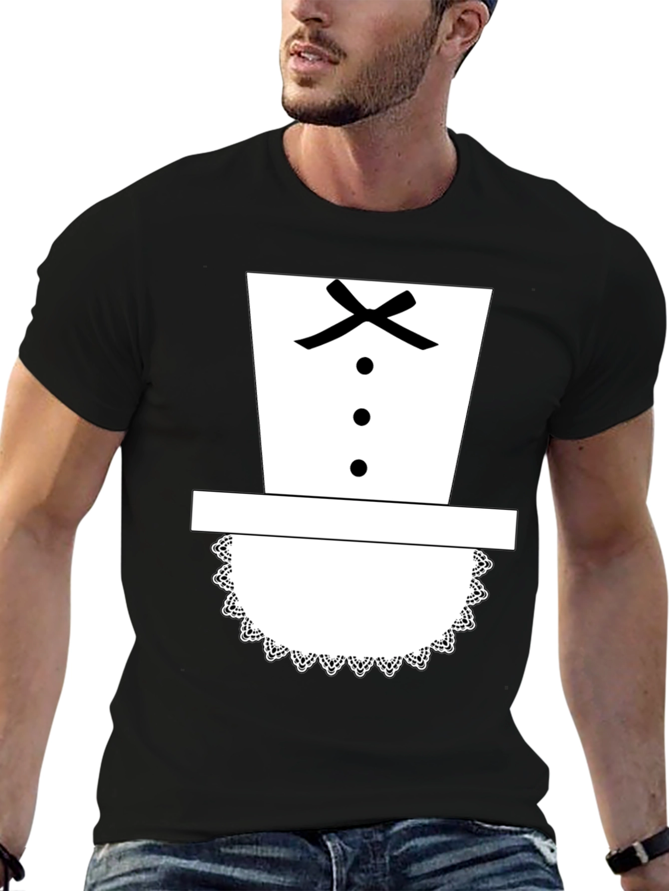 Black Maid Costume Graphic Tee - Novelty Apparel view 6