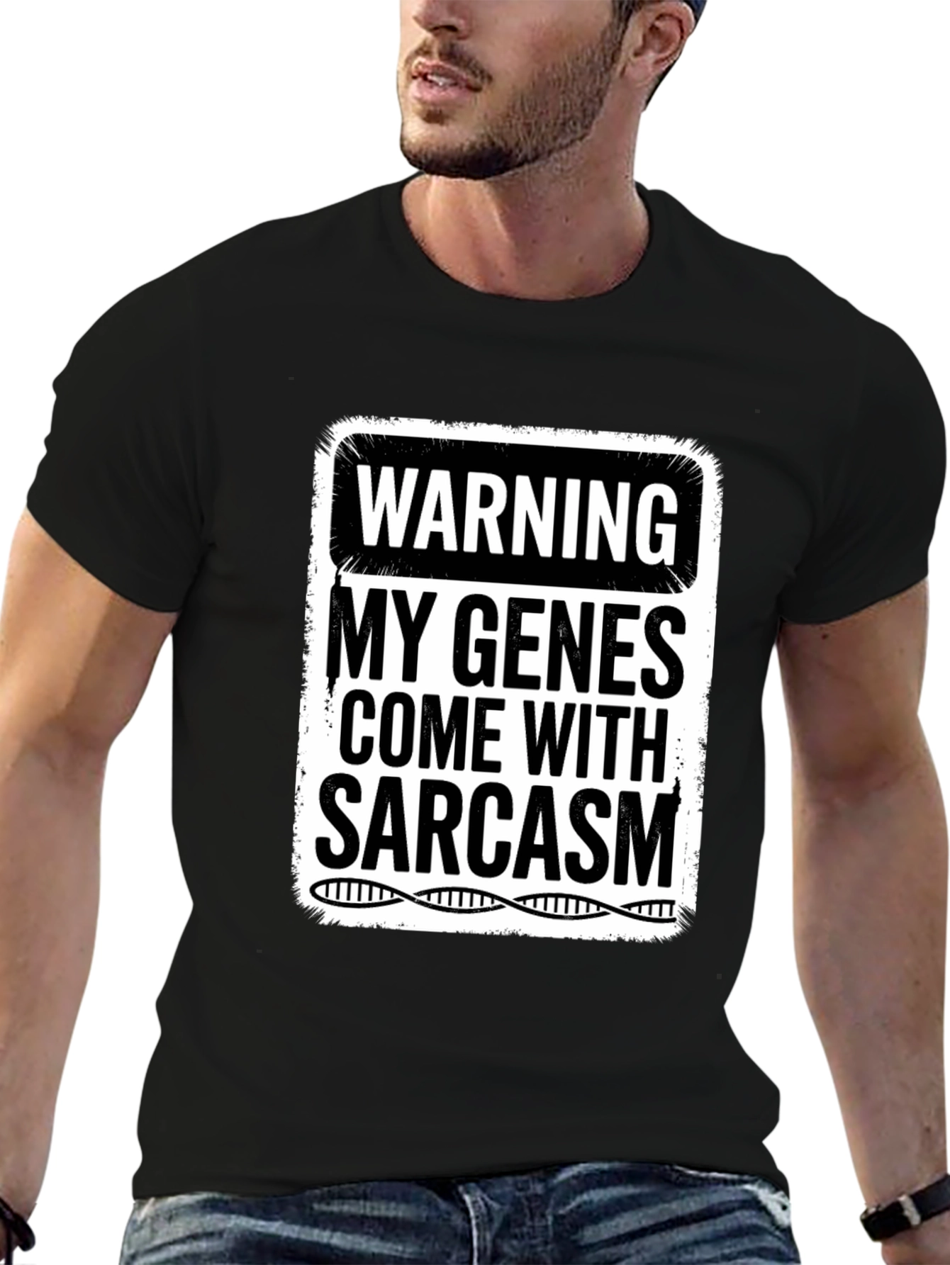 Black Sarcastic Genes Graphic Tee - Humor T-Shirt view 6