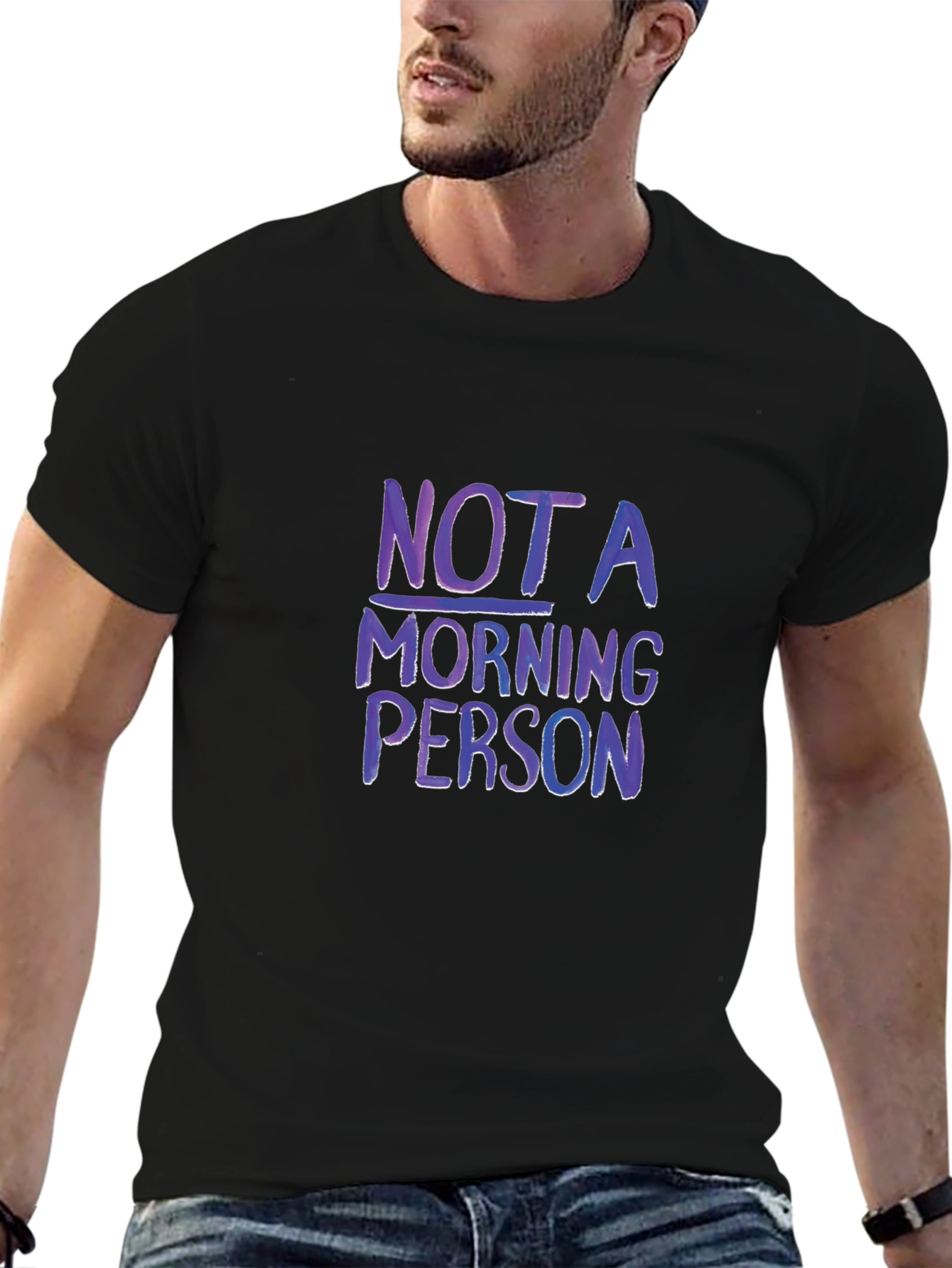Black Not a Morning Person T-Shirt, Funny Slogan Tee view 6