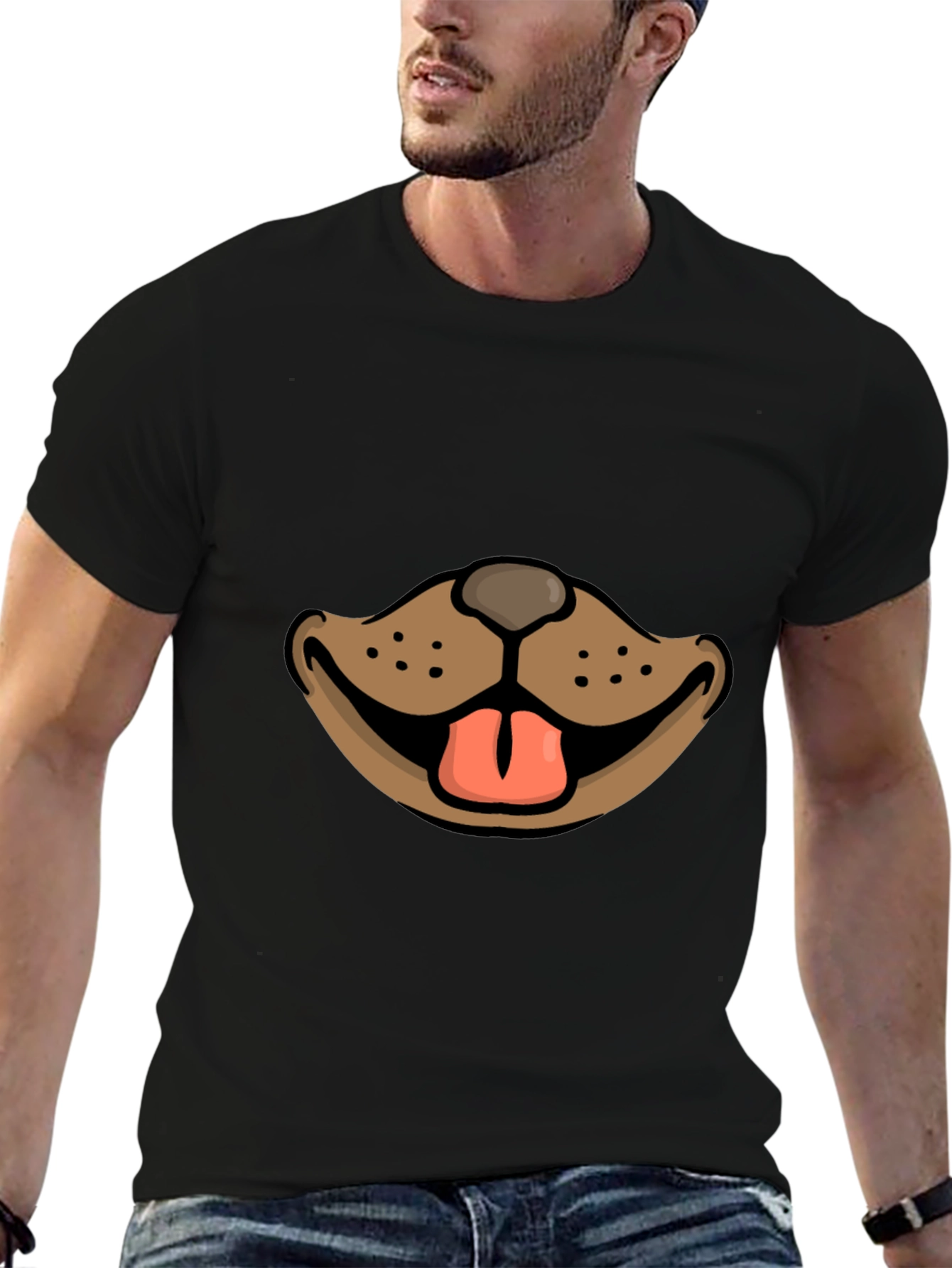 Black Dog Face Graphic Tee - Funny Animal Lover T-Shirt view 6