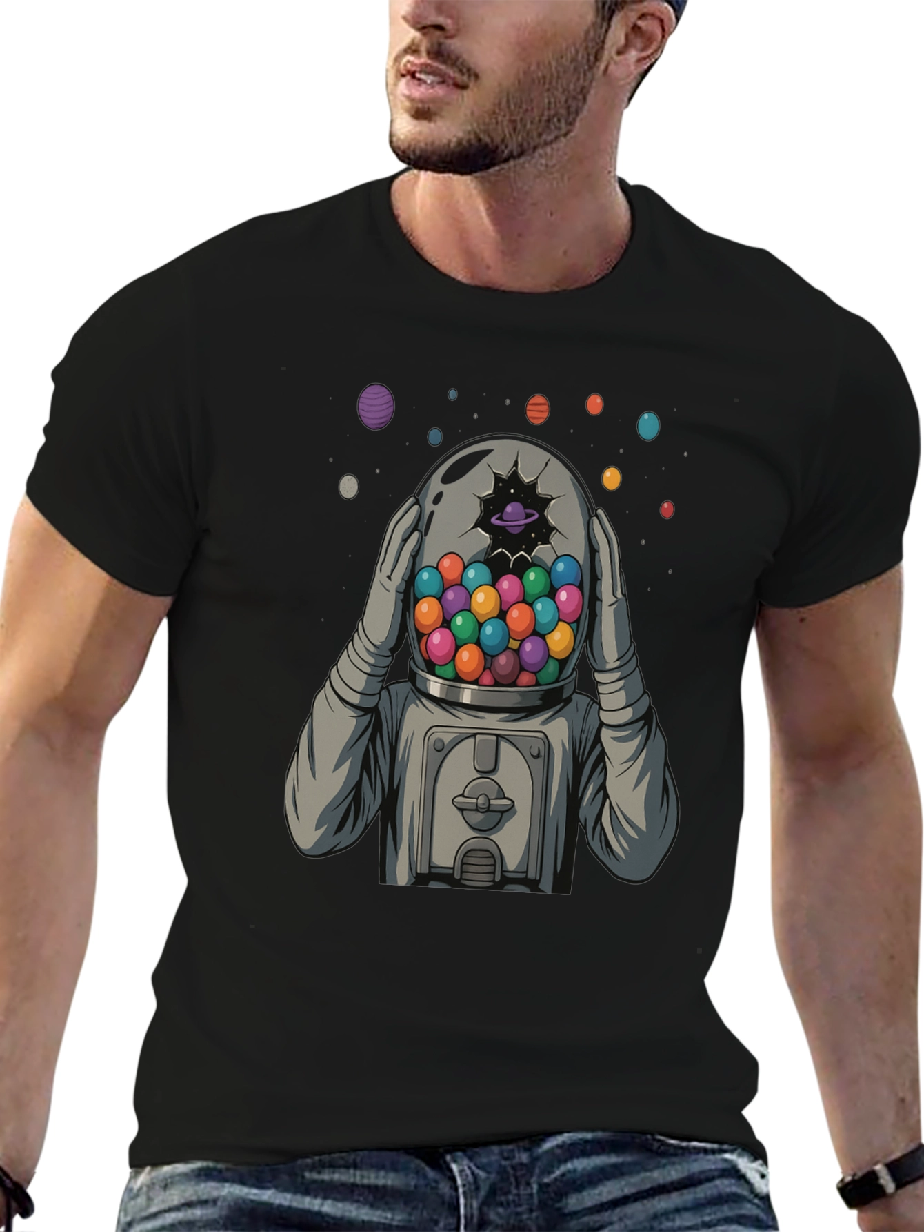 Black Astronaut Gumball Head Graphic Tee view 6