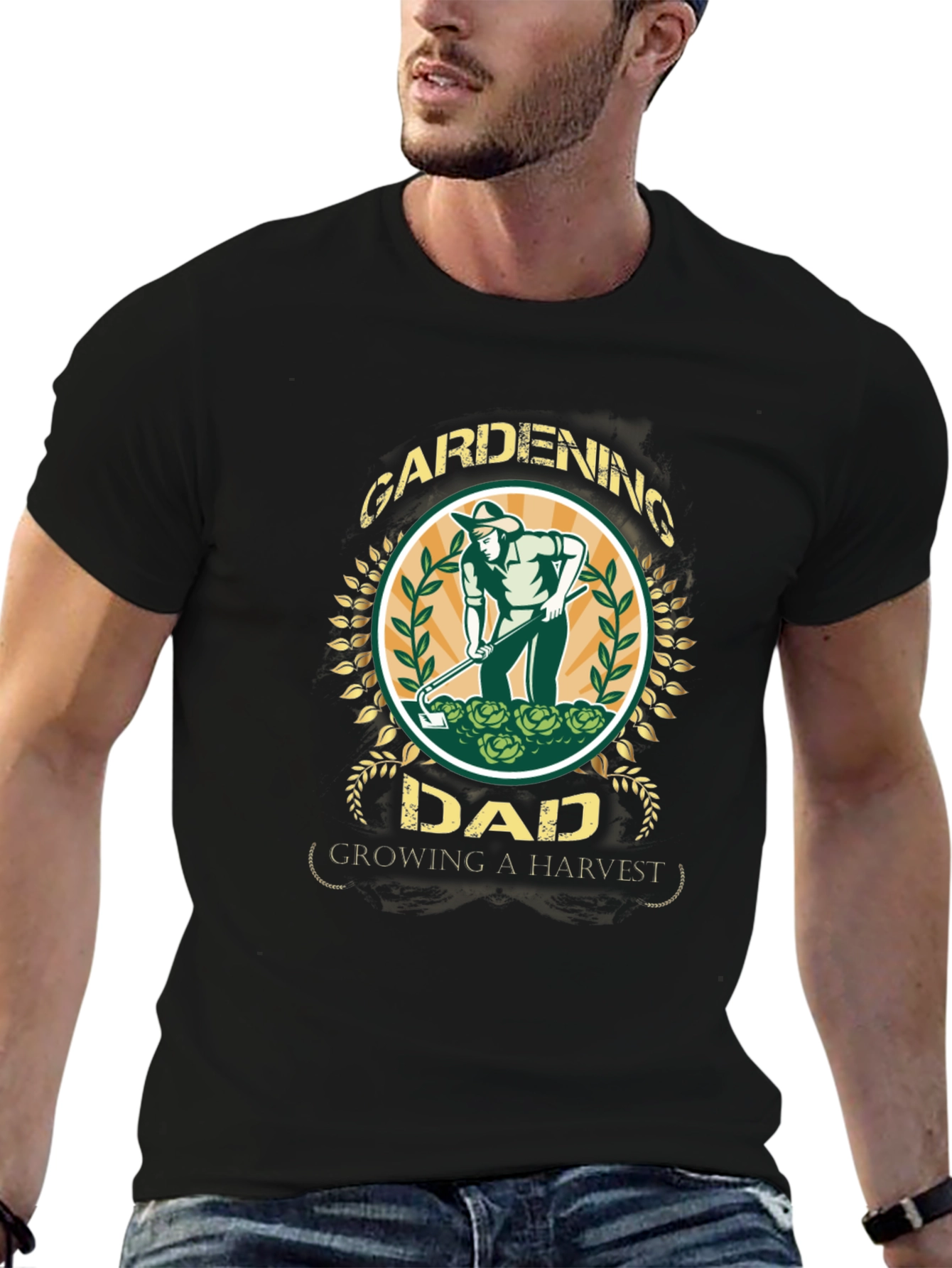 Black Gardening Dad T-Shirt - Growing A Harvest view 6