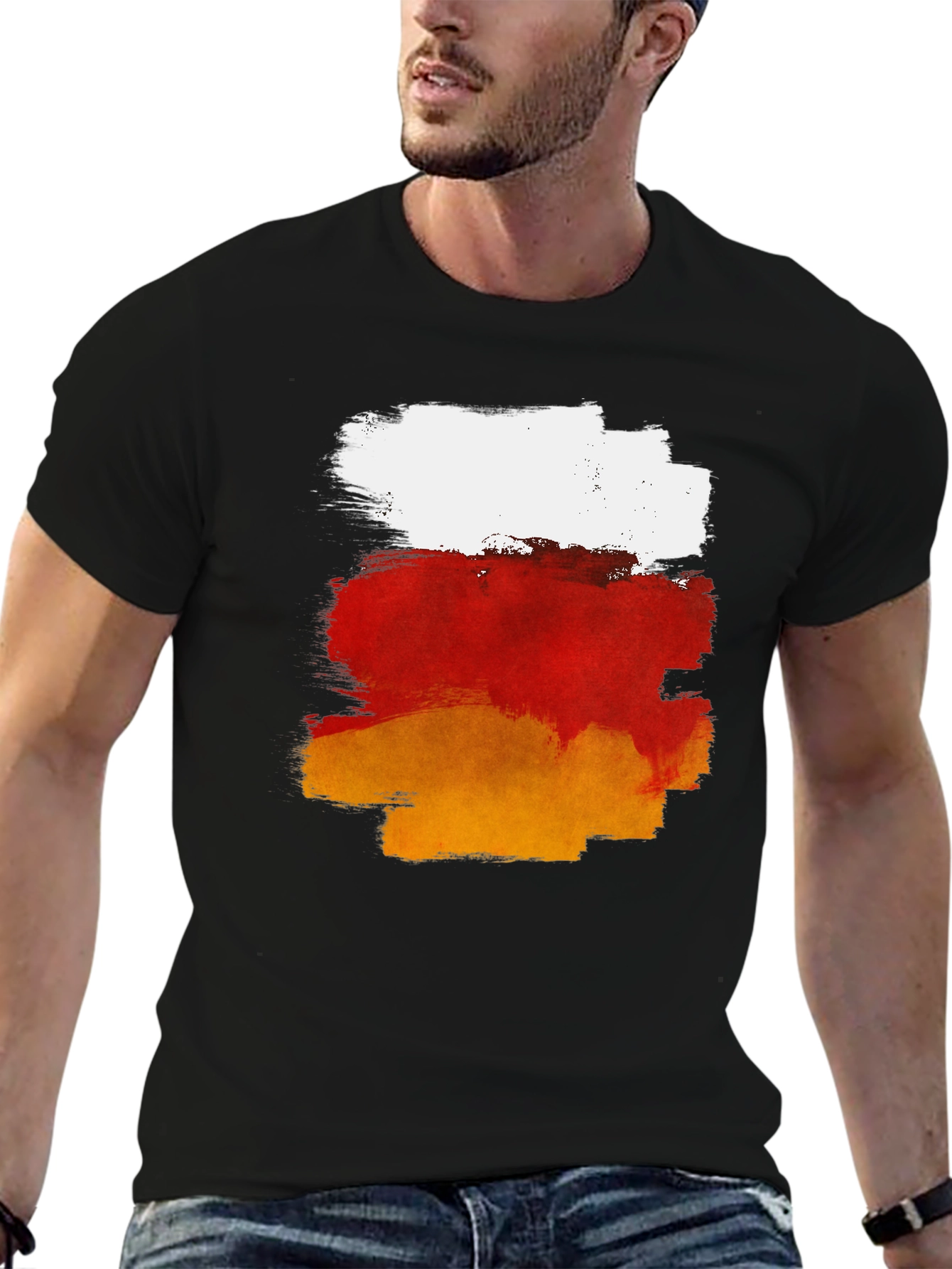 Abstract Brush Stroke Graphic T-Shirt - 6