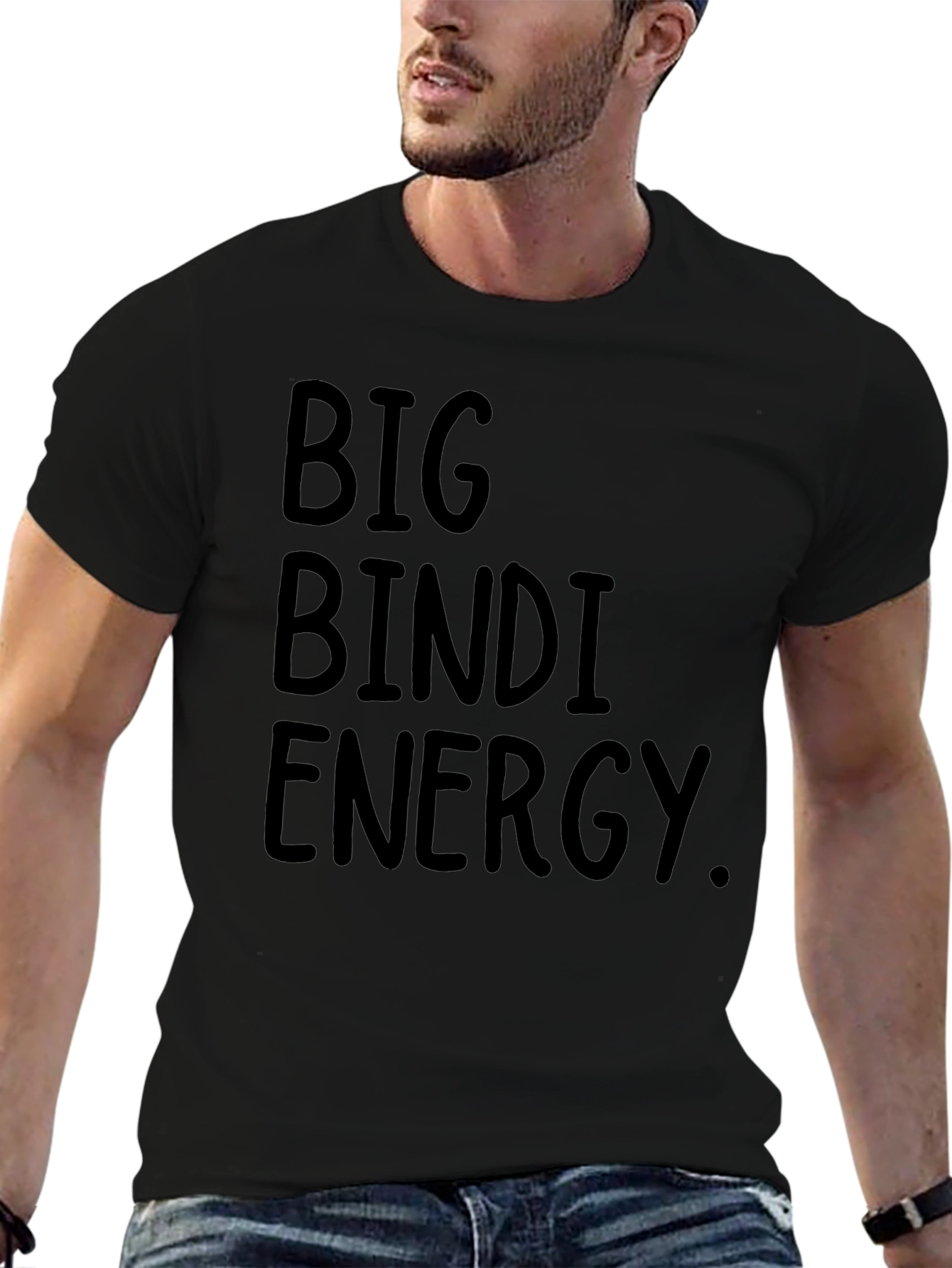 Black Big Bindi Energy T-Shirt - Black Crew Neck Tee view 6