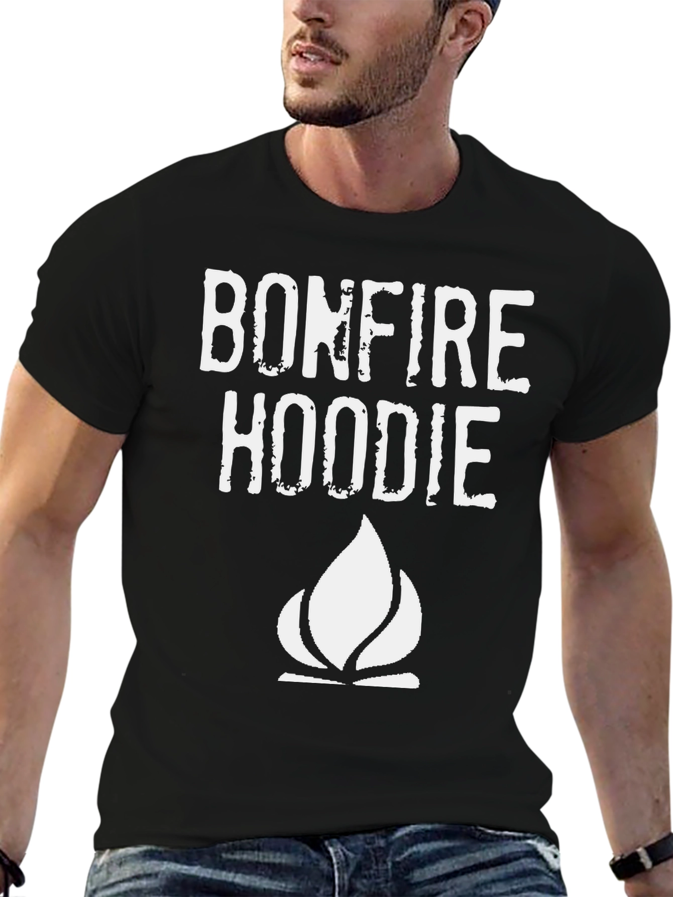 Black Bonfire Hoodie Graphic T-Shirt - Black view 6
