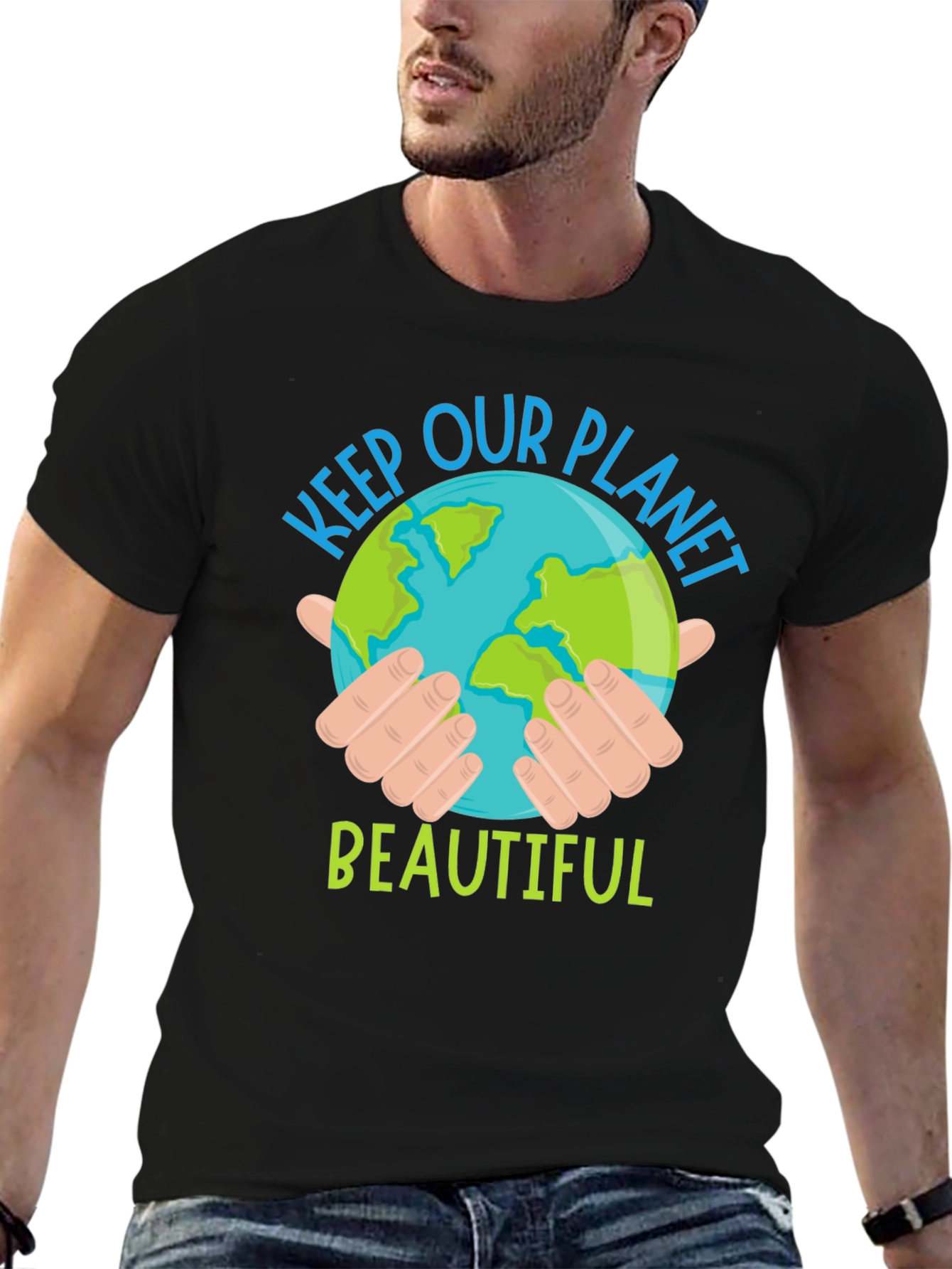 Black Keep Our Planet Beautiful Graphic T-Shirt view 6