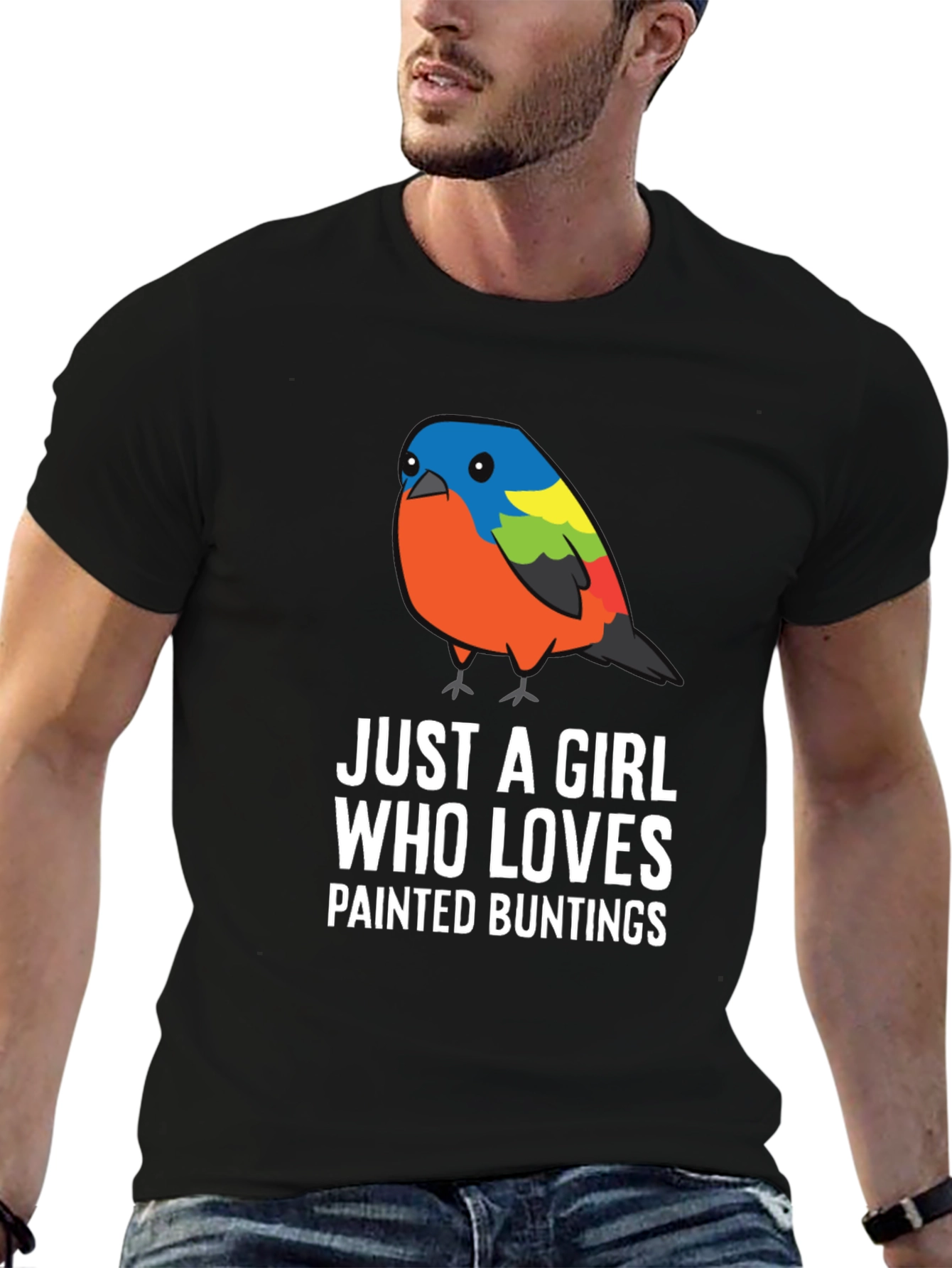 Black Painted Bunting Lover T-Shirt view 6