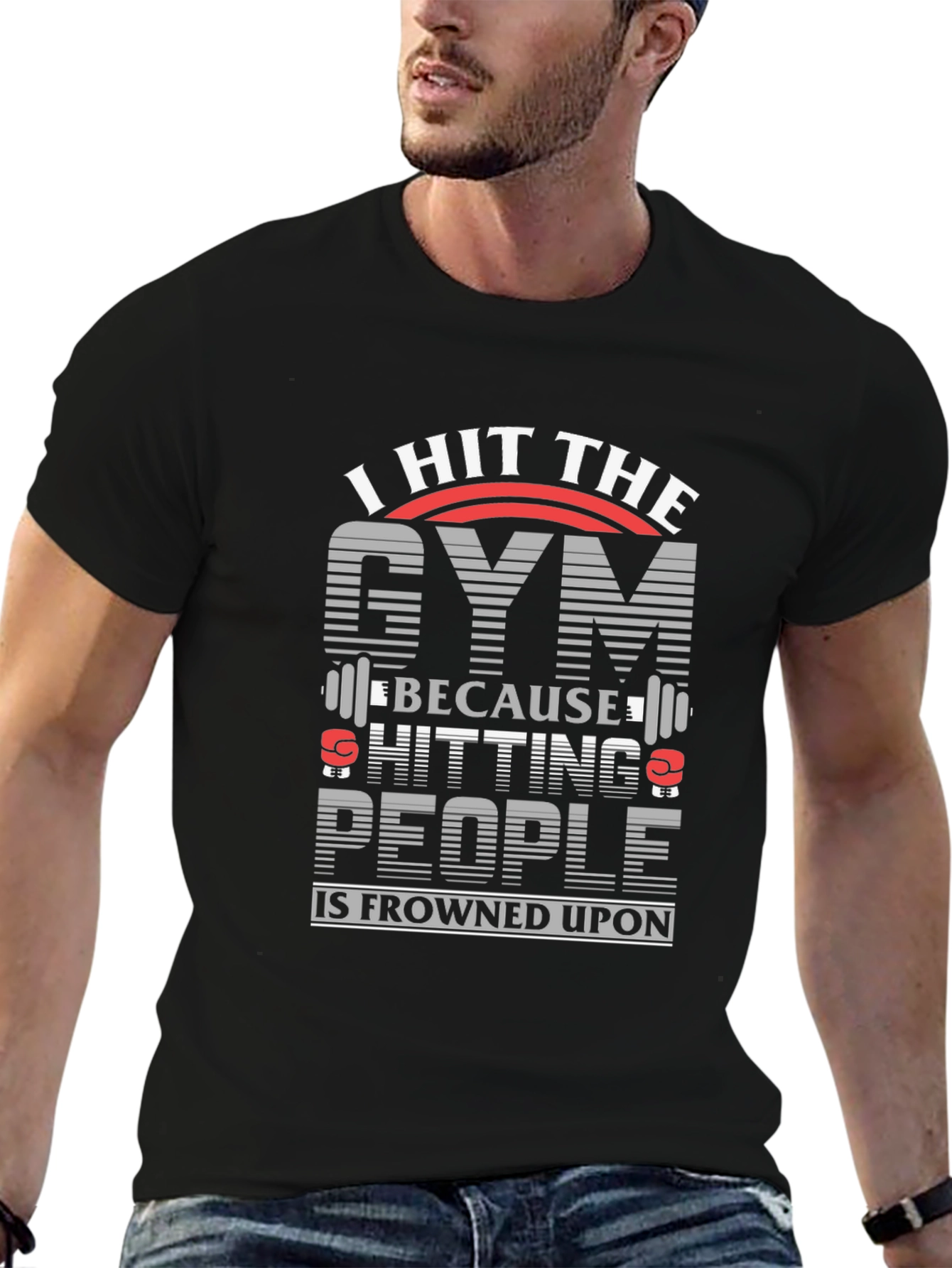 Black I Hit The Gym Funny Workout T-Shirt view 6