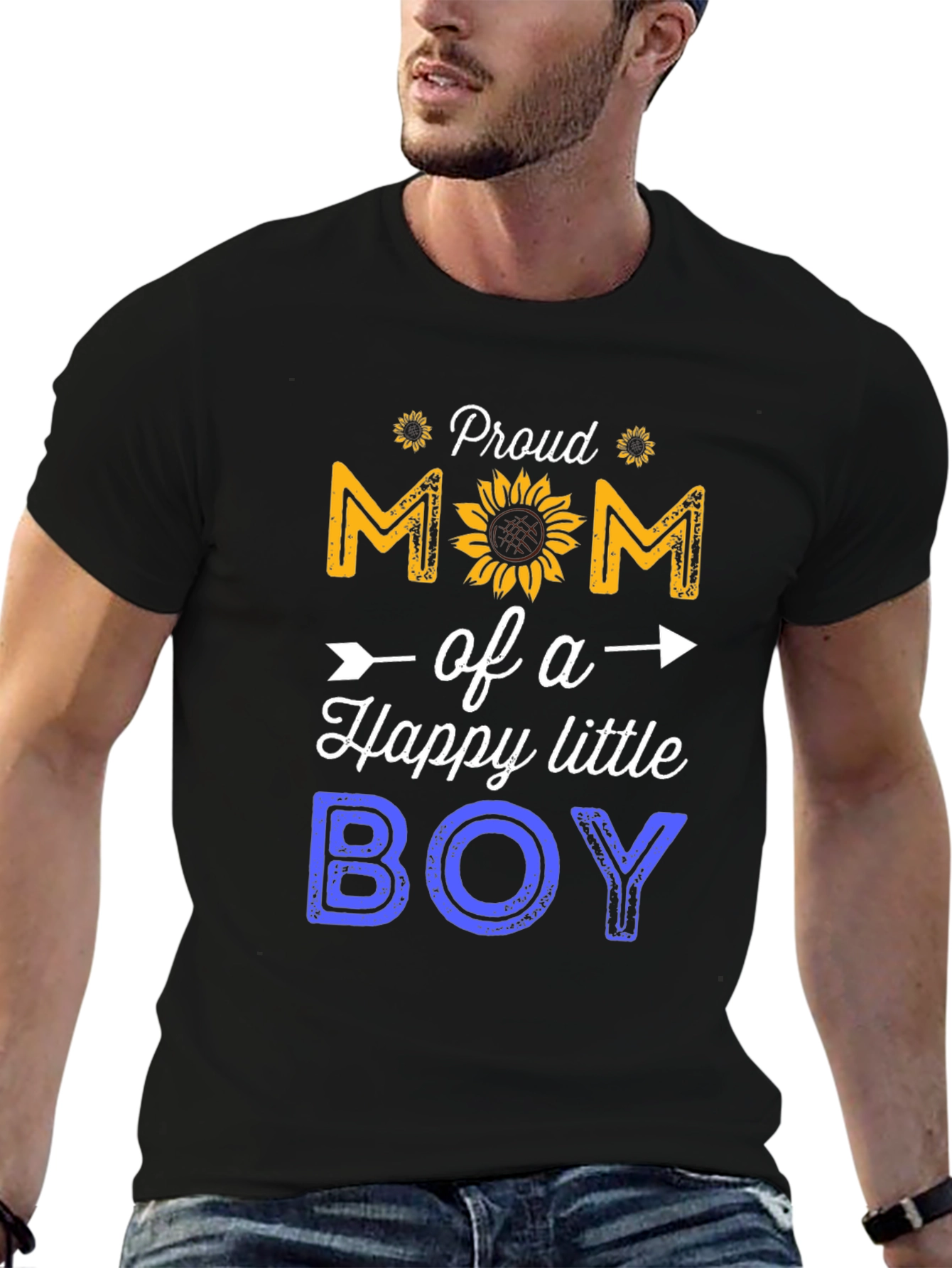 Black Proud Mom of a Happy Little Boy T-Shirt view 6