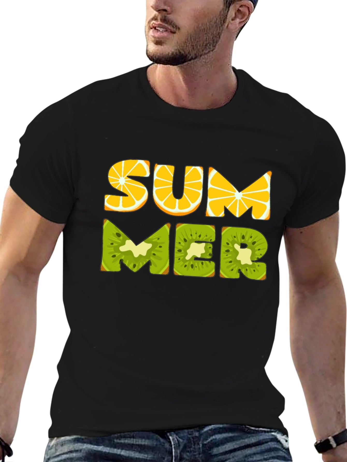Black Summer Fruit T-Shirt - Fresh & Fun Design view 6