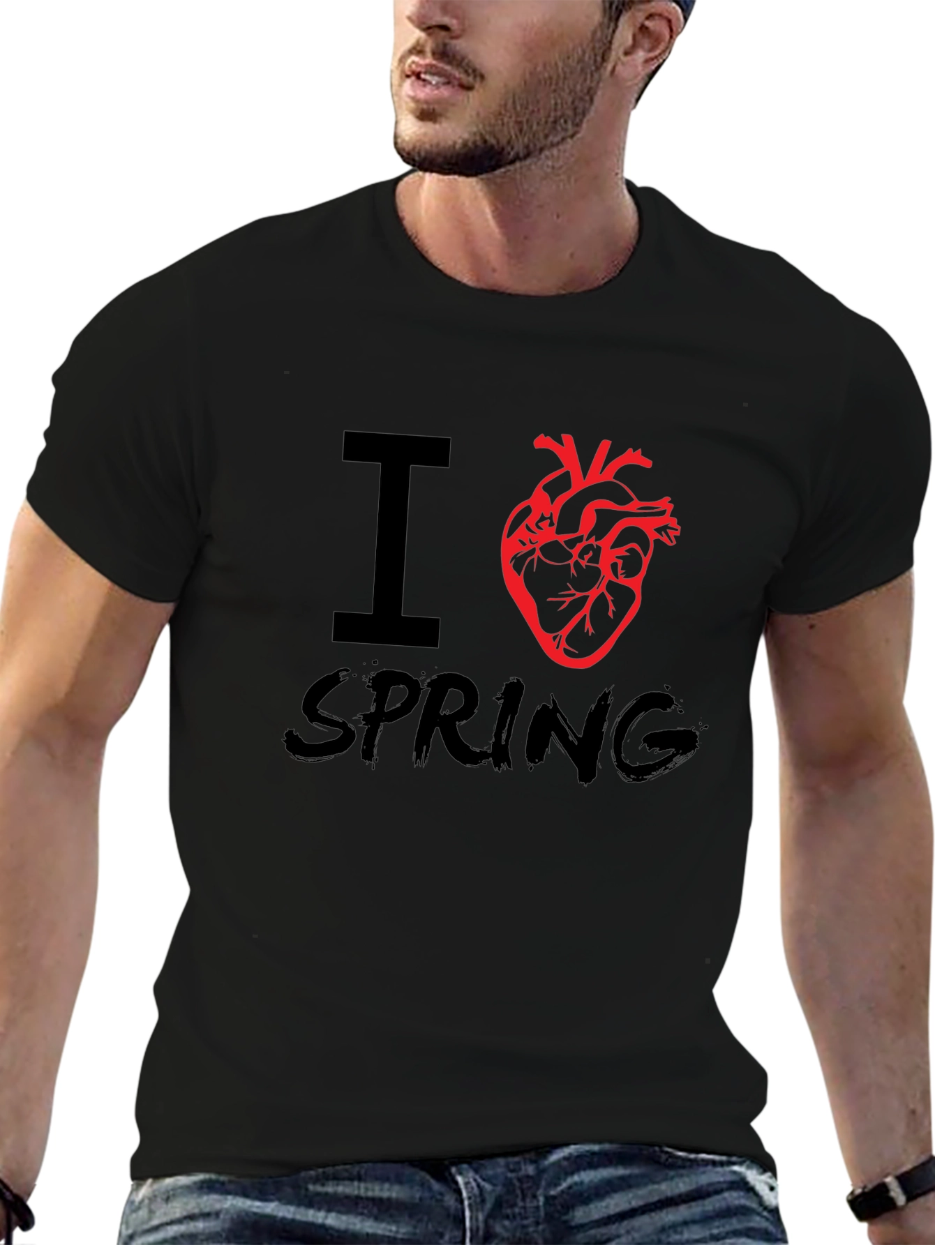 Black I Heart Spring Graphic Tee - Black view 6