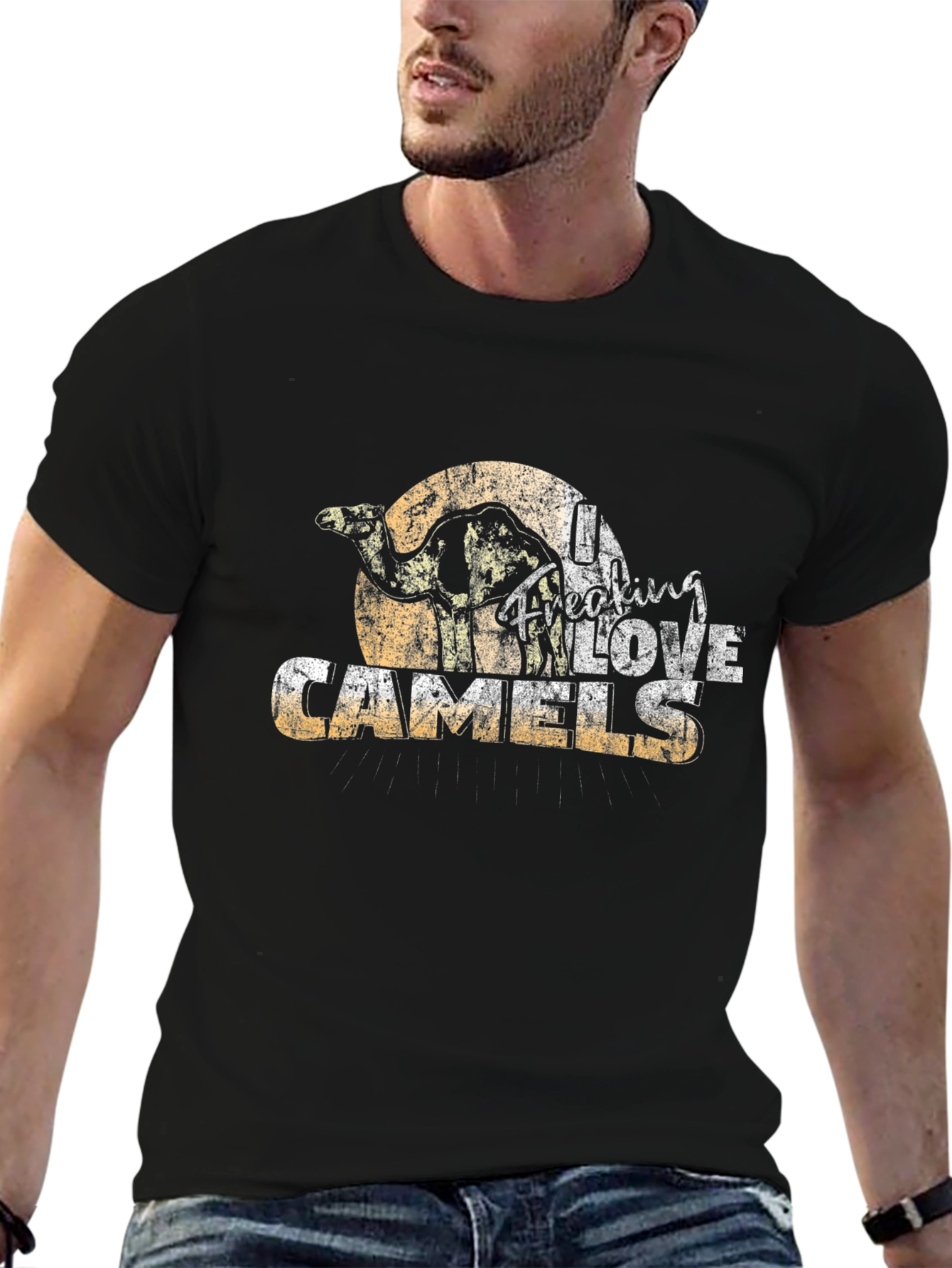 Black I Freaking Love Camels Graphic T-Shirt view 6