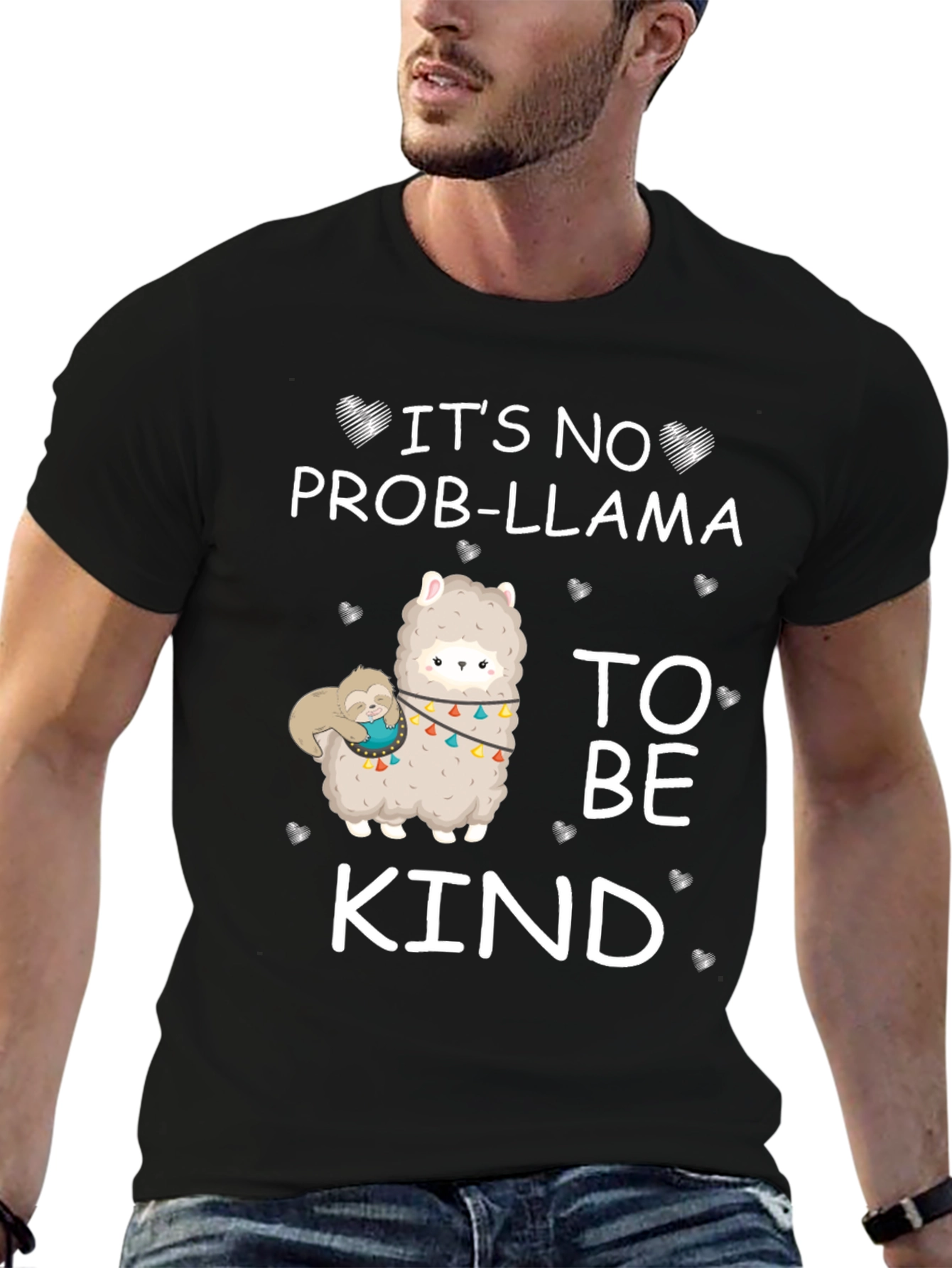 Black It's No Prob-Llama To Be Kind Graphic T-Shirt view 6