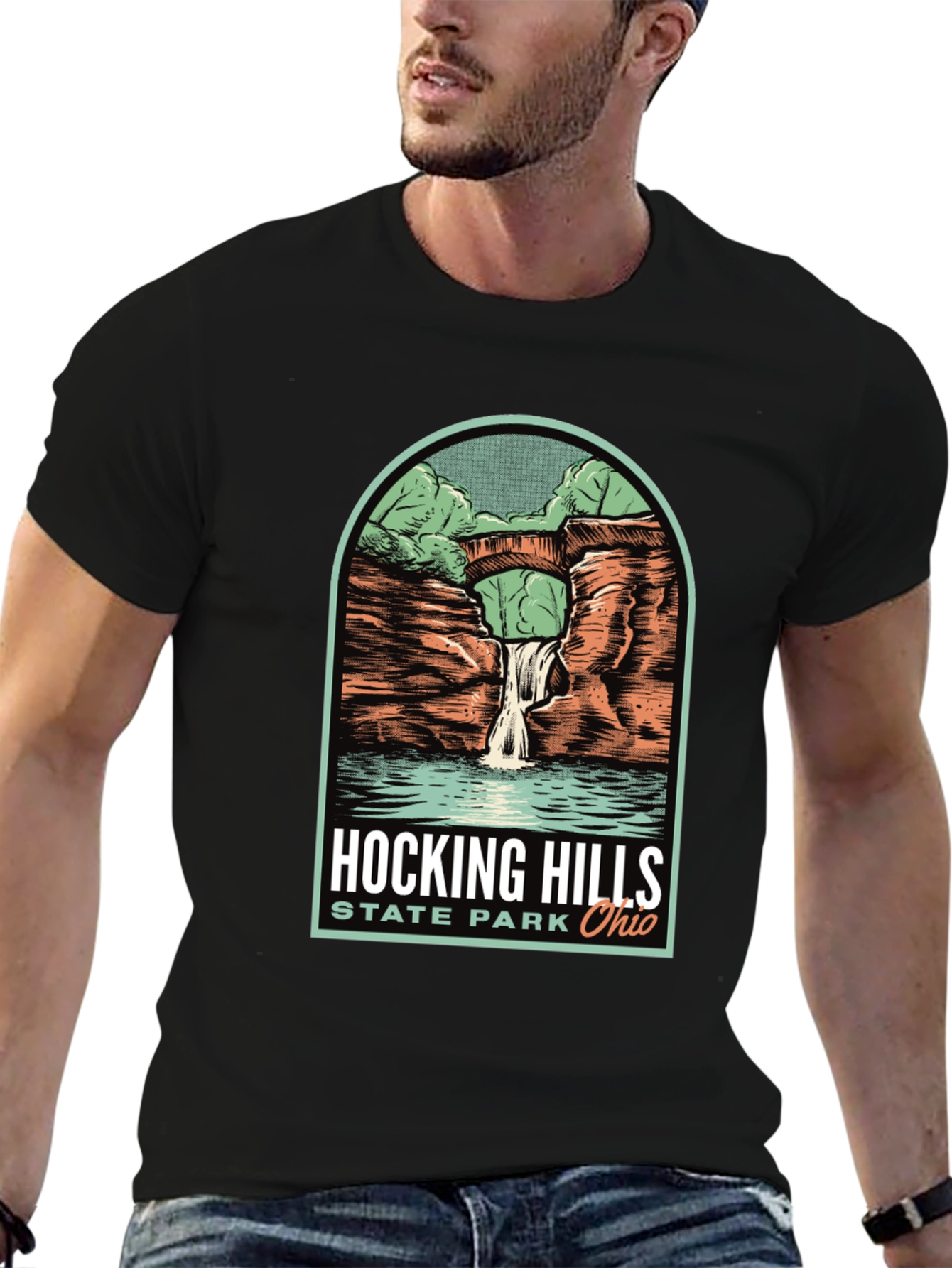 Black Hocking Hills State Park T-Shirt view 6
